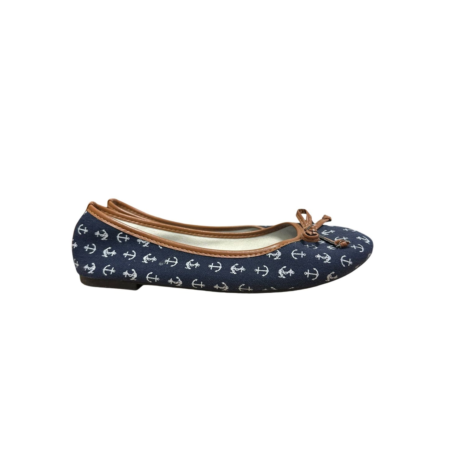 ⚓️ Maritim Ballerinas Damen 38 Dunkelblau – Anker & Blumen – Schleife ⚓️