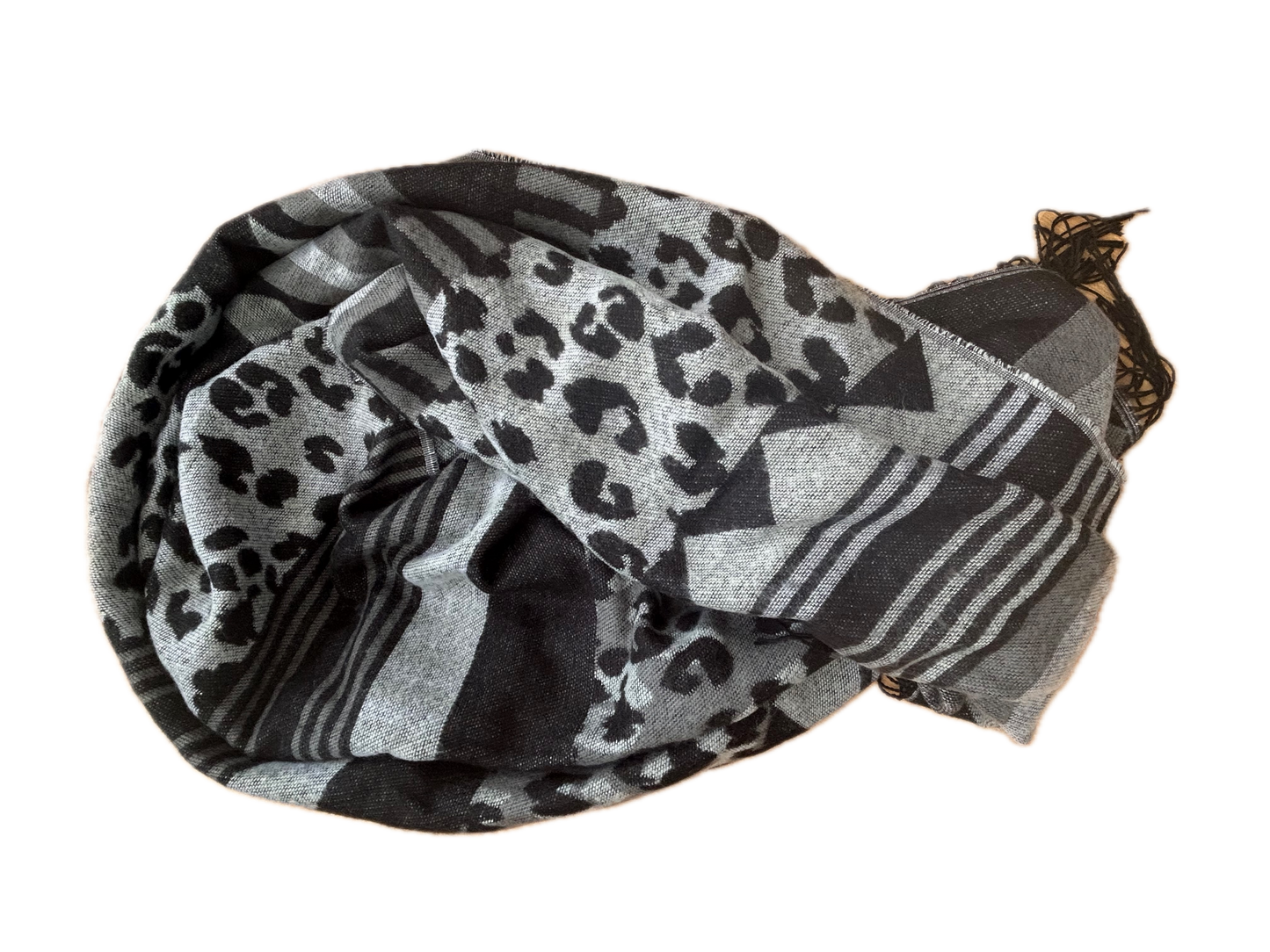 H&M Schal gemustert grau, flauschig