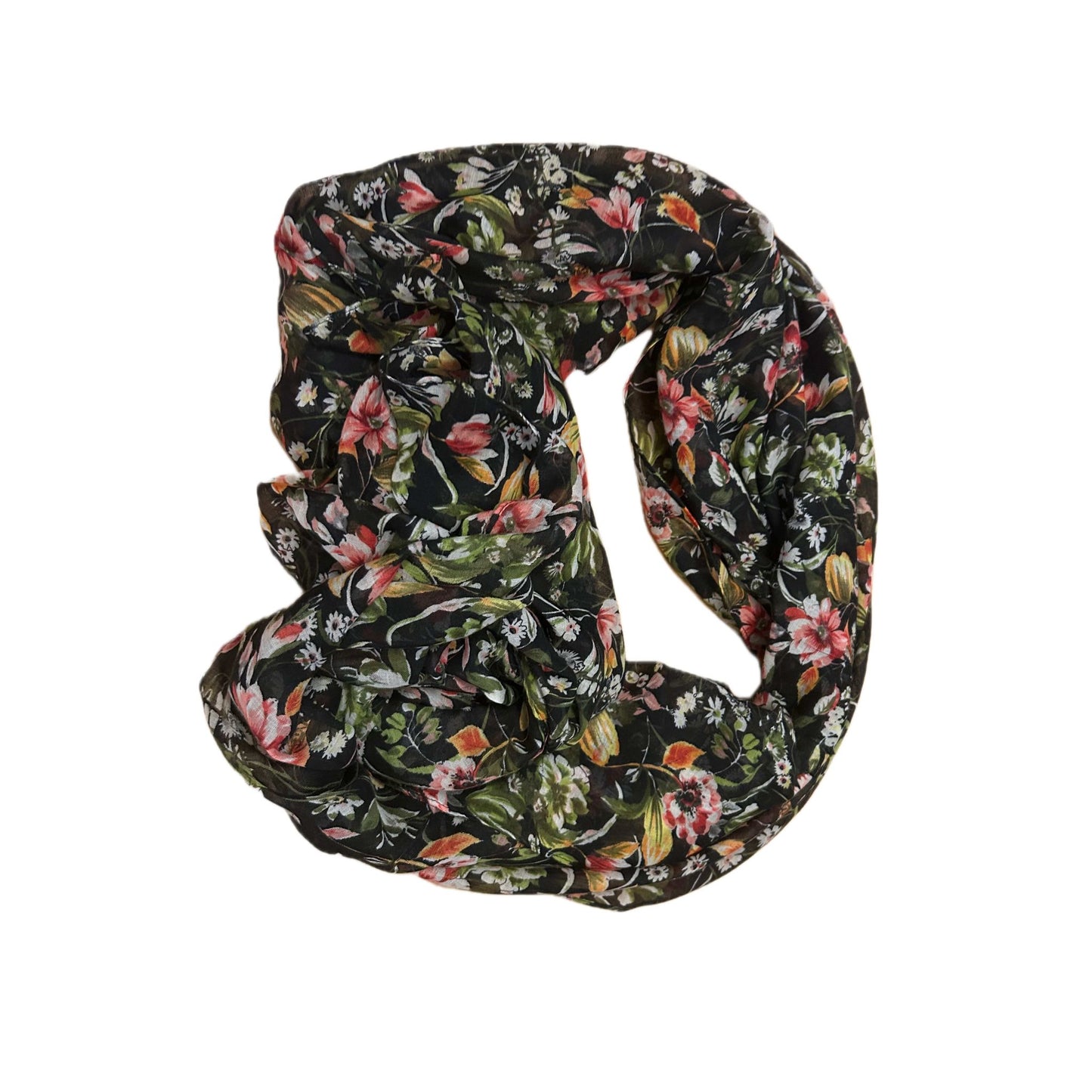 🌸 Tuch Schwarz mit Blumenprint 110×220 cm – Elegant & Soft