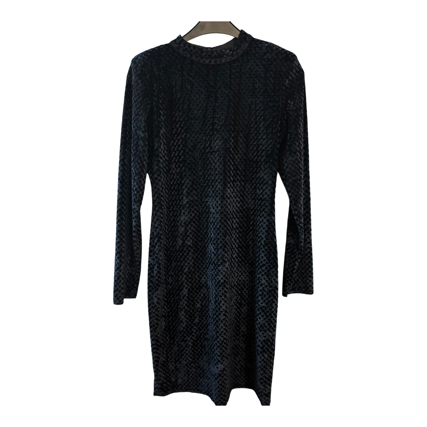 Primark Kleid Damen Dress Damenkleid Gr. 40 Dunkelblau Samt Stretch Elegant Look