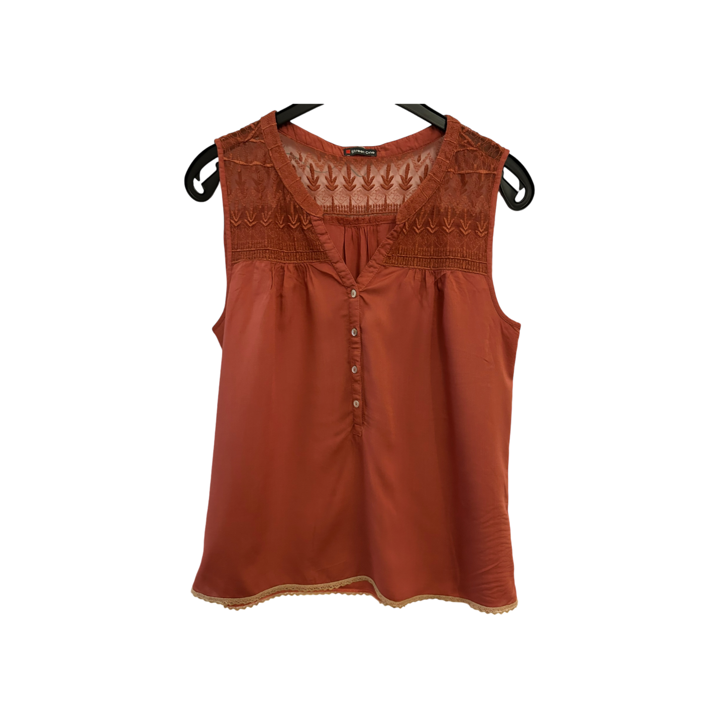 Street One Bluse Damen Gr XL Braun Sommerbluse Elegant Schlicht Ärmellos Chic