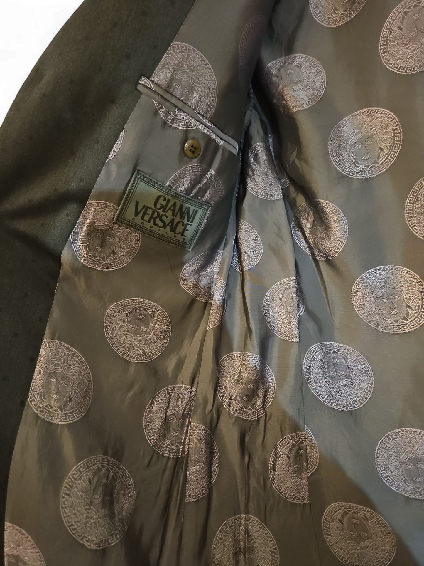 Gianni Versace Jacke Gr 50 Herren Sakko Luxus Grau Glänzend Hochwertig Elegant