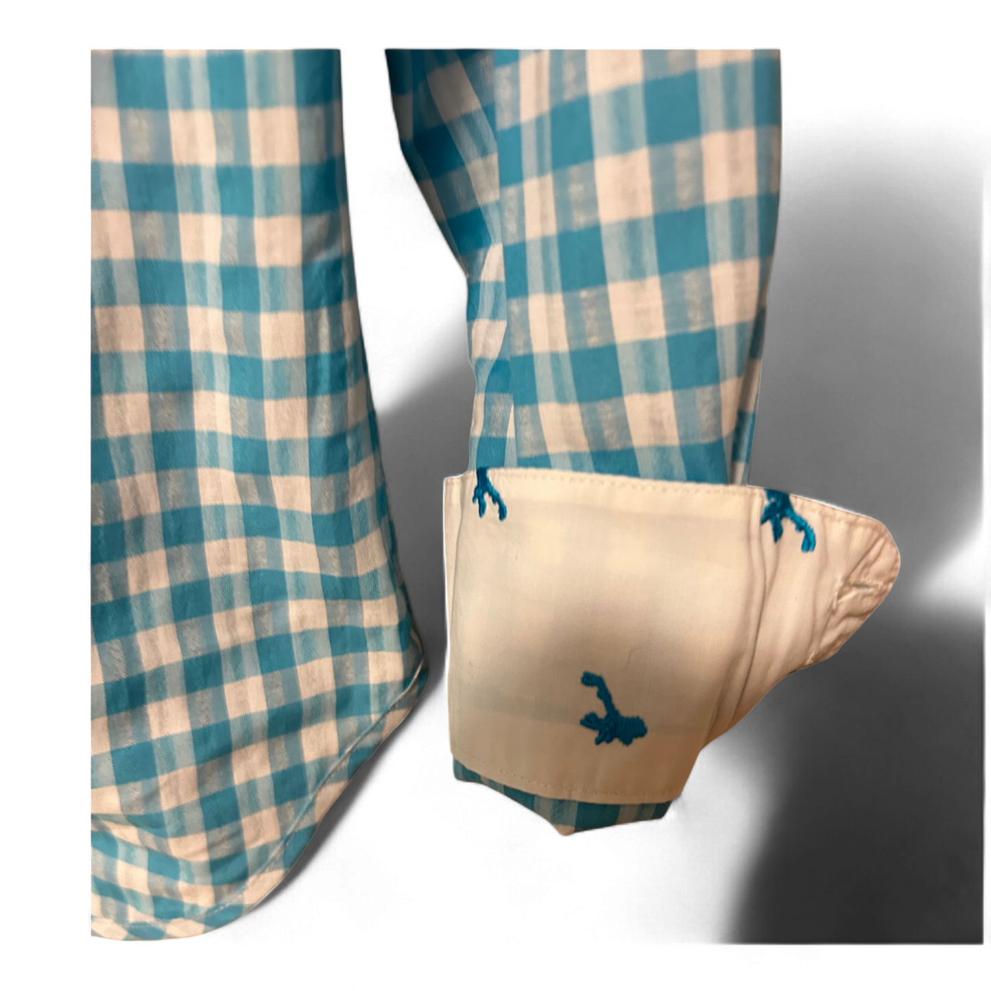 Stockerpoint Bluse Damen Gr 36 Türkis Weiß Kariert Trachtenlook