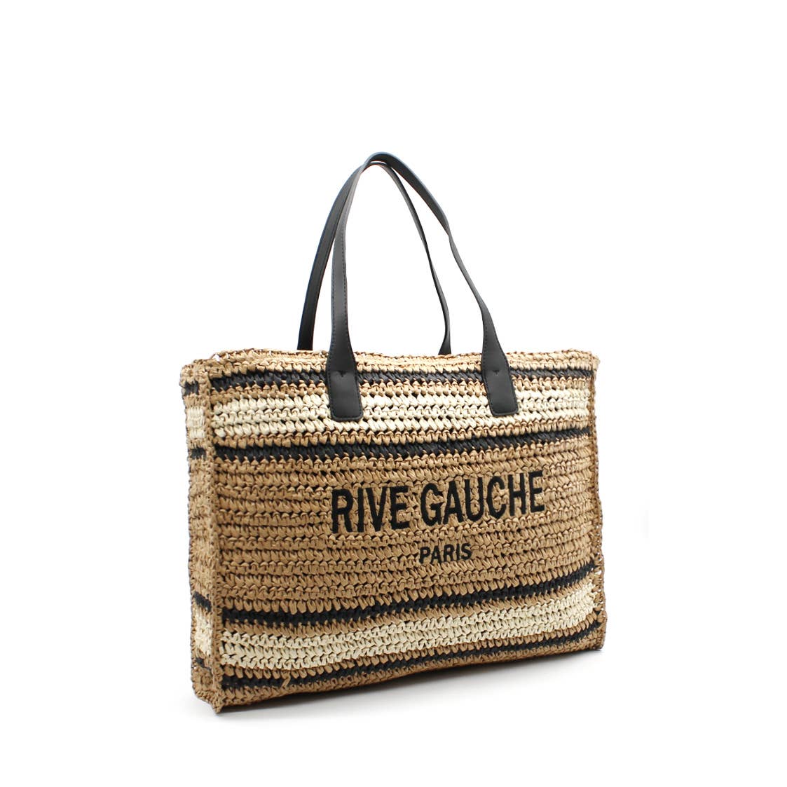 Crochet Shopper Tasche Rive Gauche Stickerei Beige Taupe Jeansblau Sommer