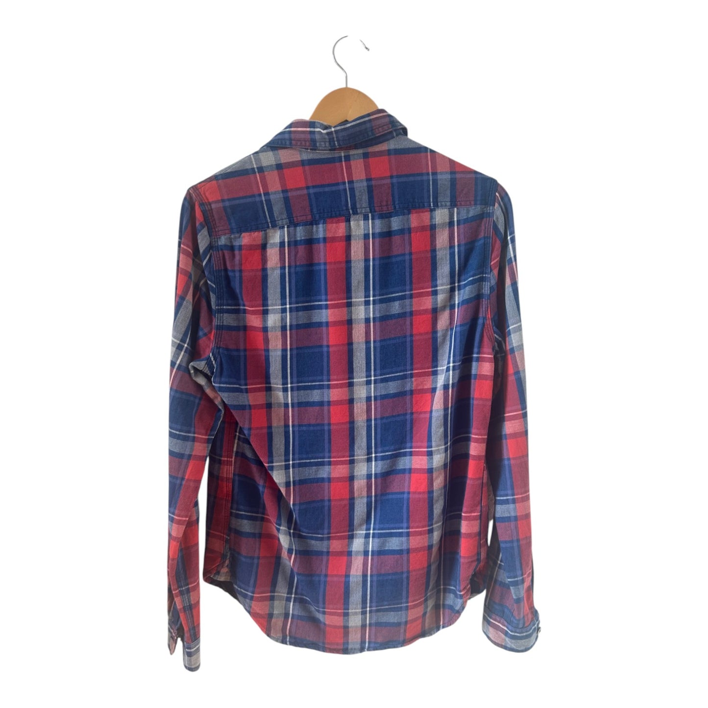 Zara Man Hemd Herren Gr S Blau Rot Kariert Regular Fit Baumwolle Langarm