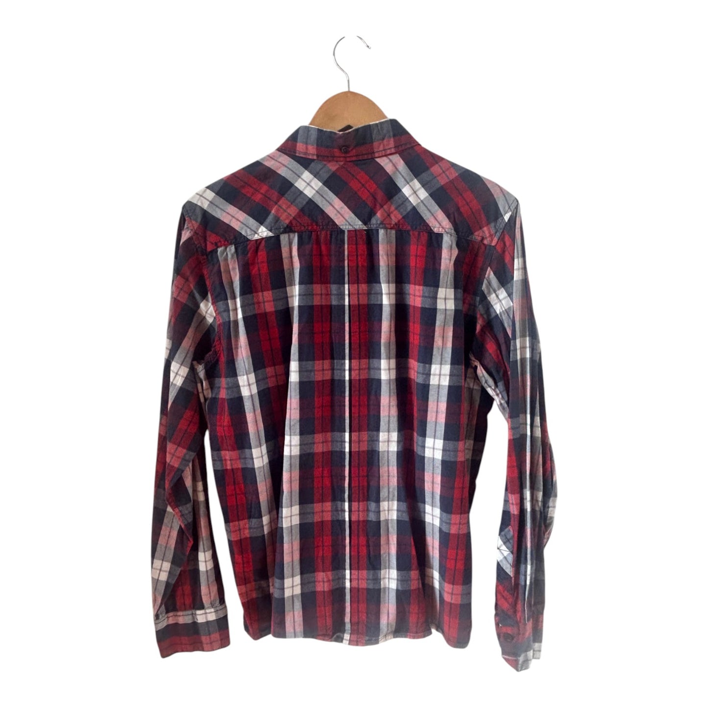 Big Star Hemd Herren Gr S Rot Blau Kariert Baumwolle Langarm Freizeit Casual