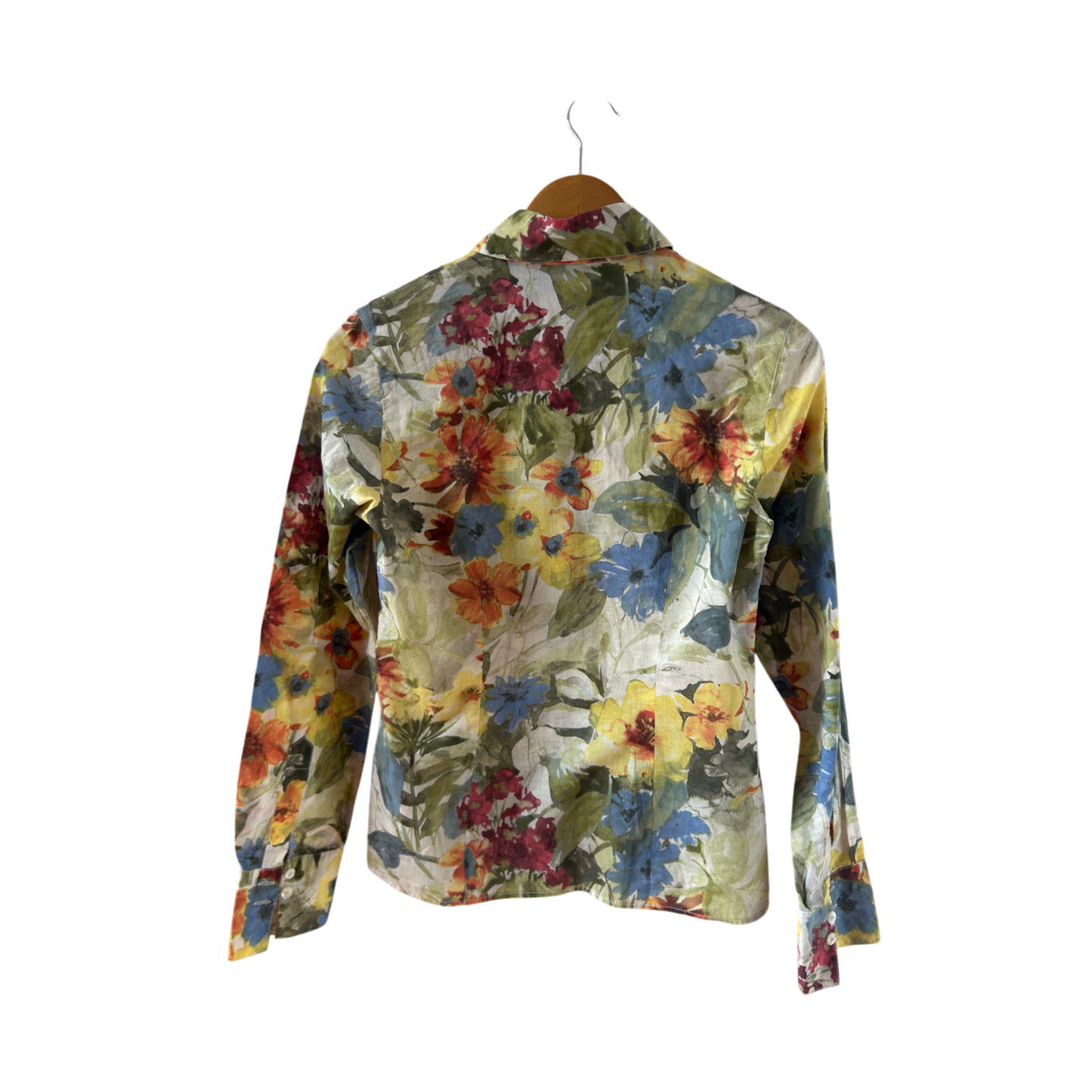 Otto Kern Bluse Damen Gr 34 Baumwolle Bunt Langarm Blumen Klassisch Elegant Sommer