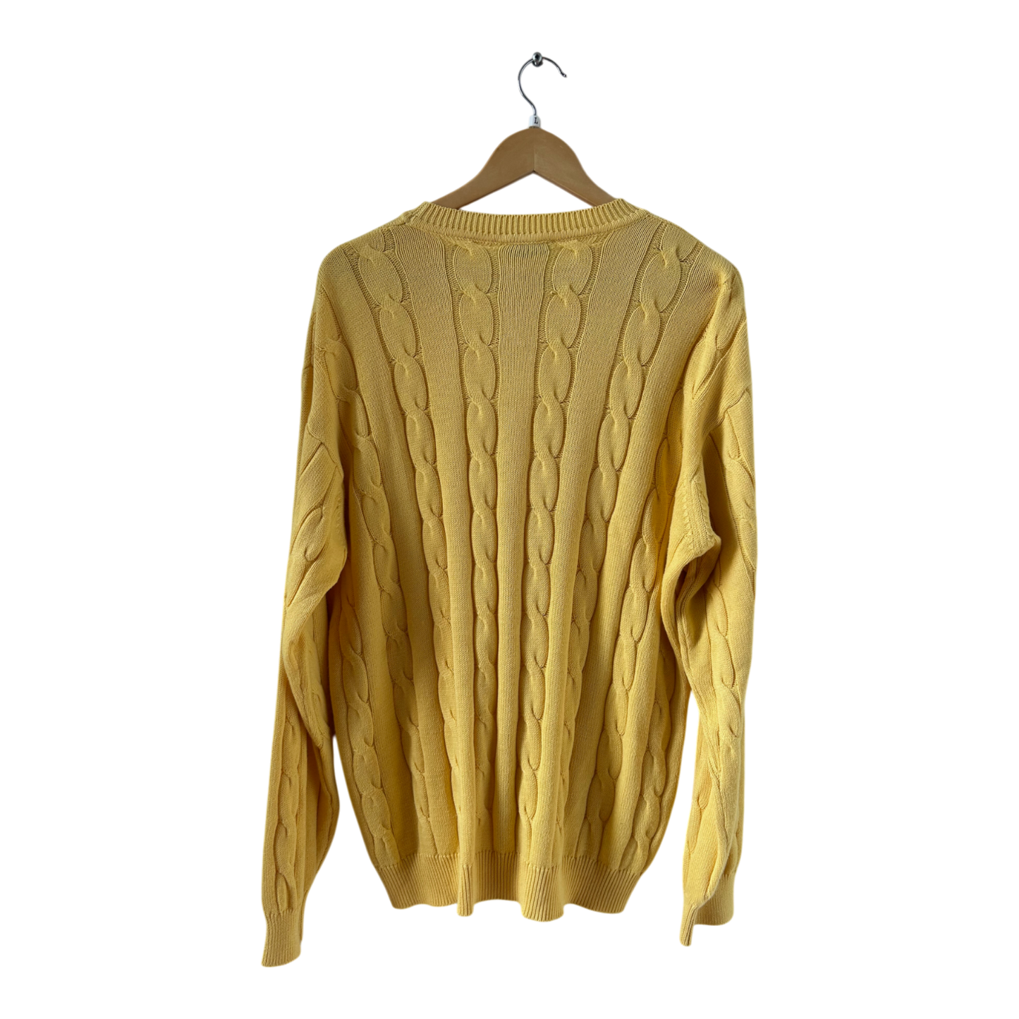 Cerruti 1881 Pullover Herren XL Gelb Baumwolle Made in Italy Strick Classic Chic