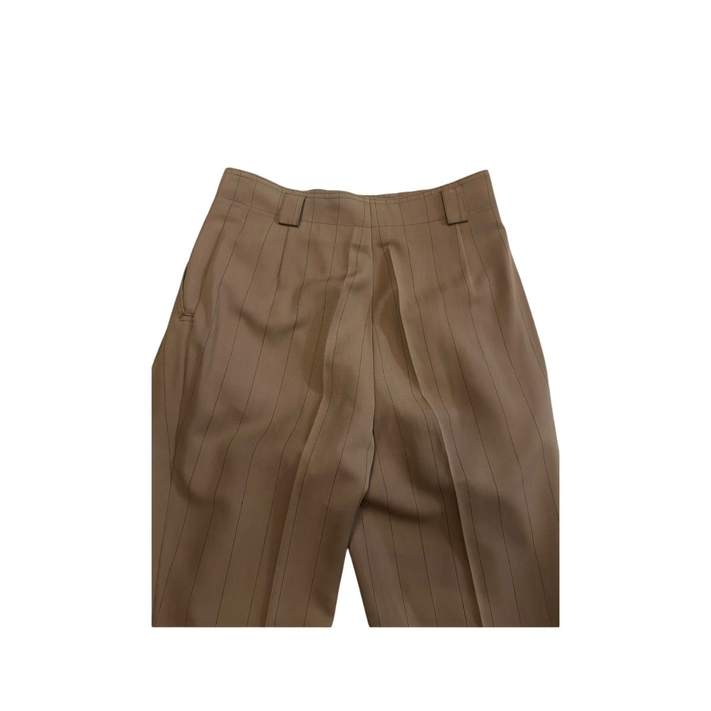 Spotlight Vintage Hose Damen Schurwolle Braun Gestreift High Waist Gr 38