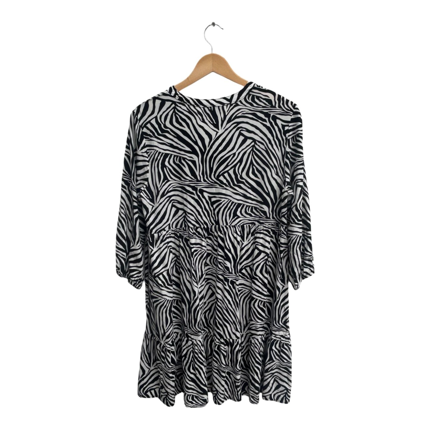 Yessica Kleid Damen Dress Damenkleid Gr 42 Schwarz Weiß Zebra Muster Viskose