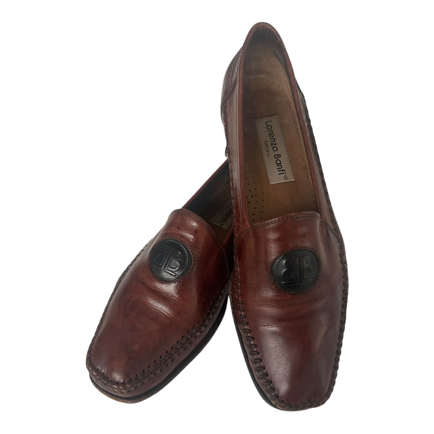 Lorenzo Banfi Milano Damen Slipper Leder Italien Klassisch Gr 39,5 Braun