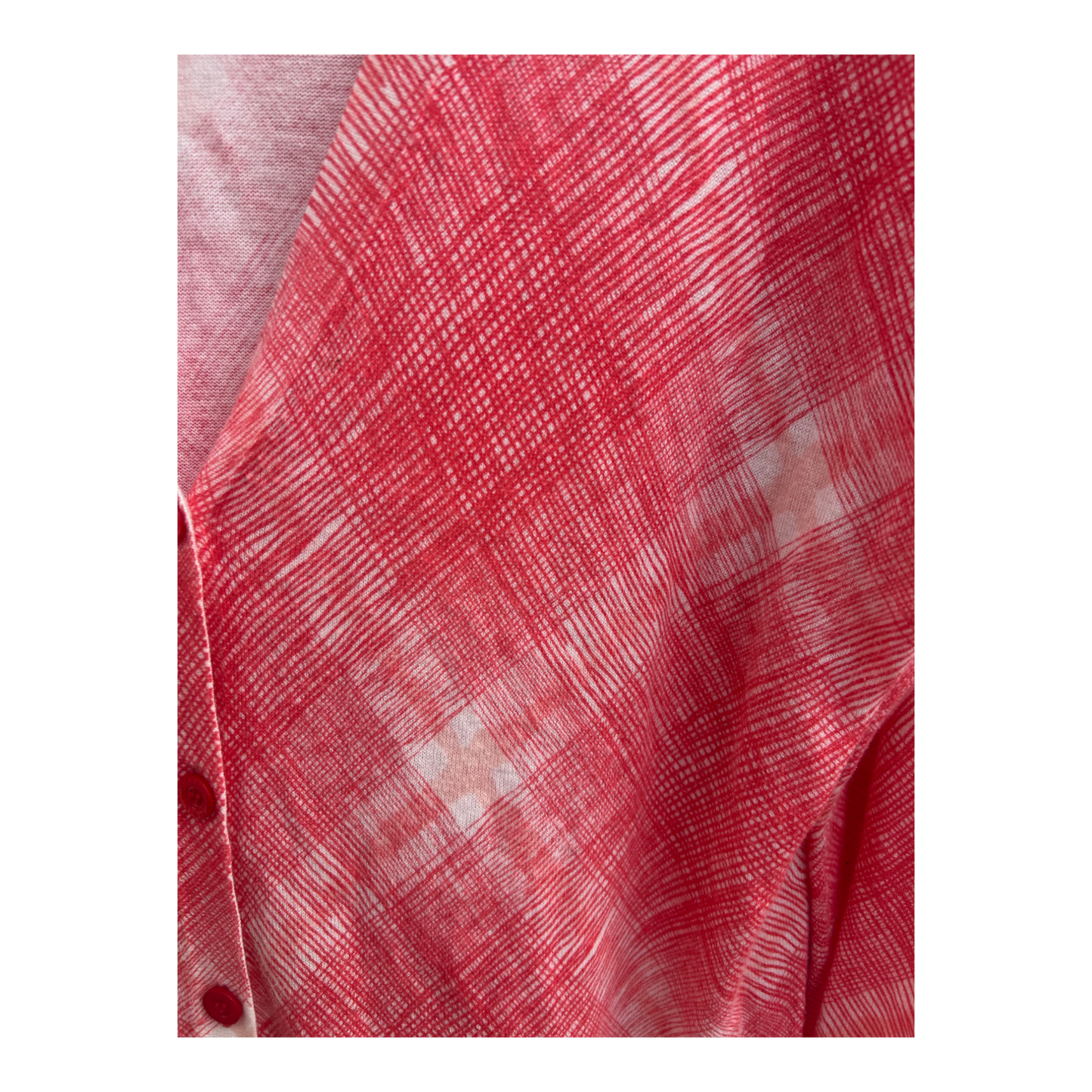 Escada Cardigan Damen Strickjacke Gr L Rot Weiß Freizeitmode Baumwolle Modal