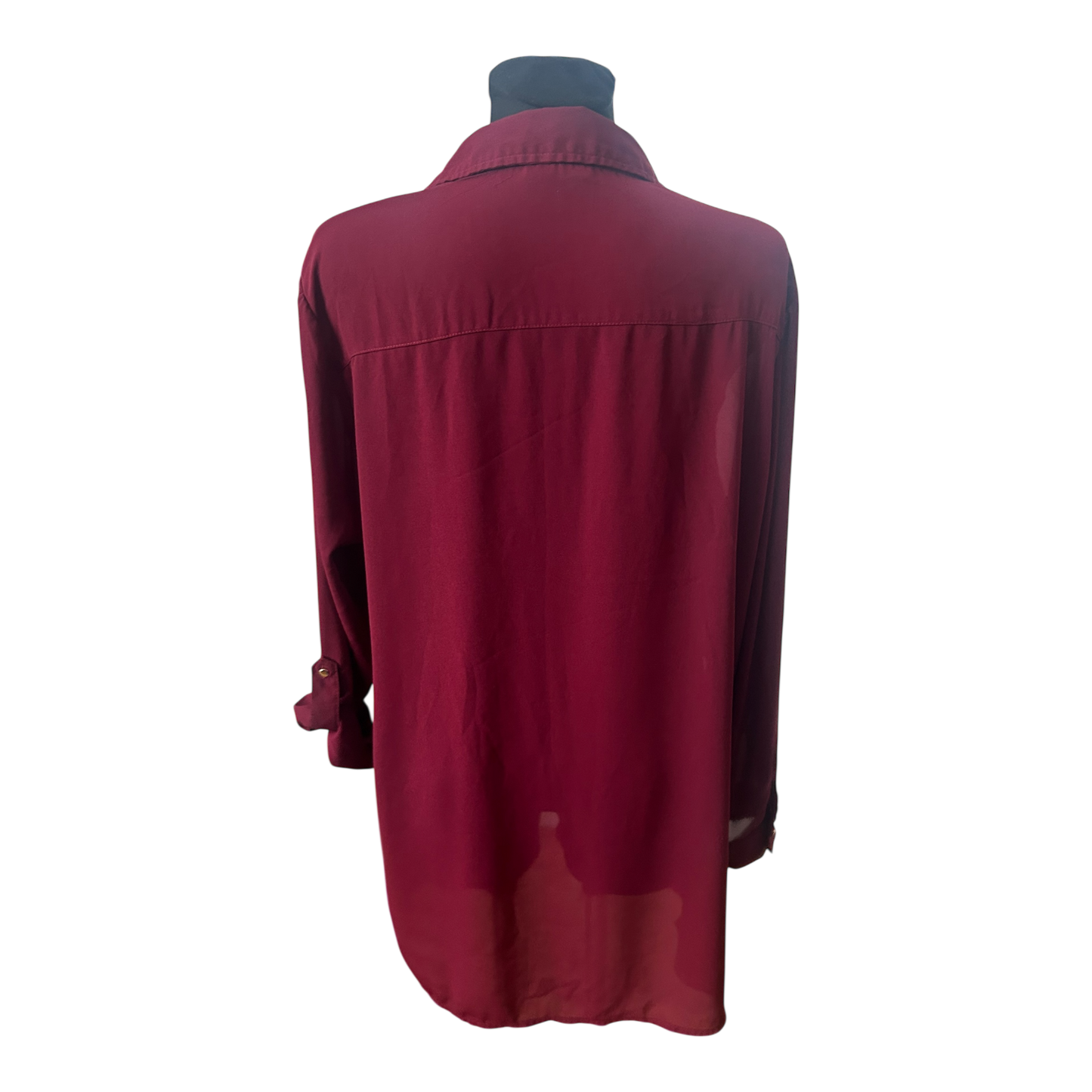 Janina Damen Bluse Langarm Gr 46 Bordeaux Goldknöpfe Elegant Klassisch