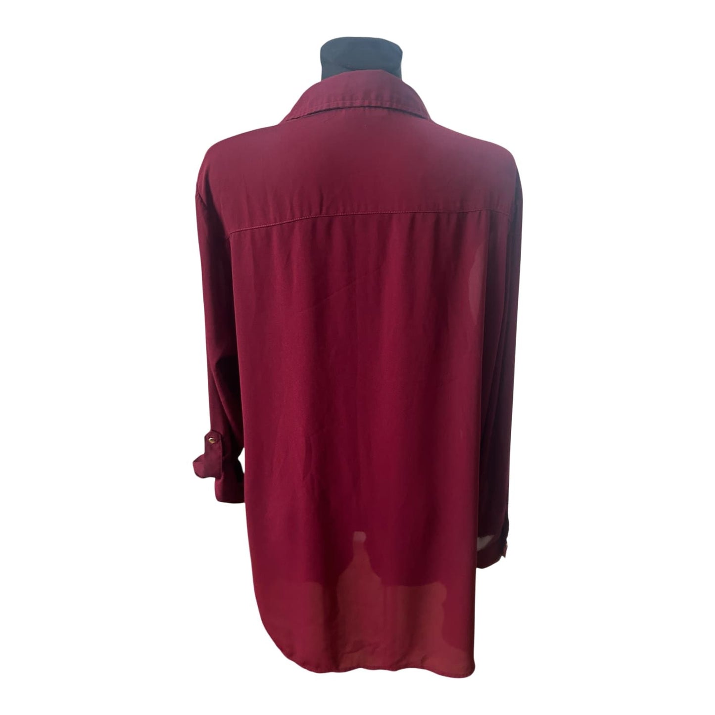 Janina Damen Bluse Langarm Gr 46 Bordeaux Goldknöpfe Elegant Klassisch