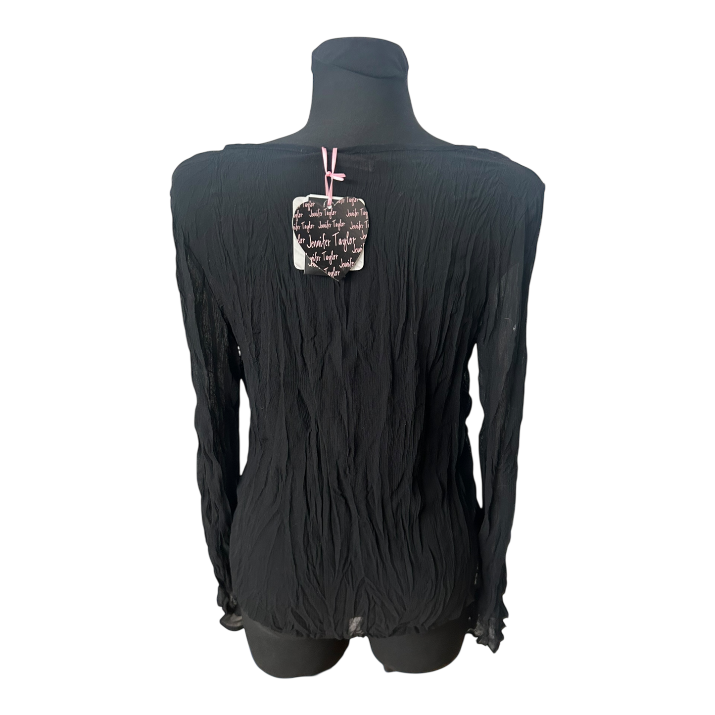 Jennifer Taylor Damen Bluse Gr 38 Schwarz Knitter Optik Transparent Elegant