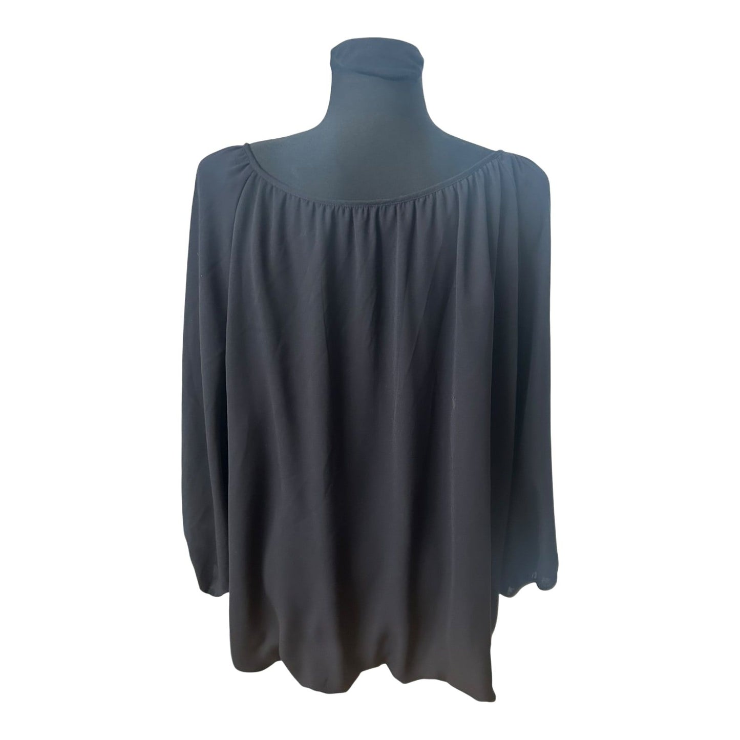 Yessica Damen Bluse Größe 48 Schwarz Dreiviertelarm Elegant Chiffon
