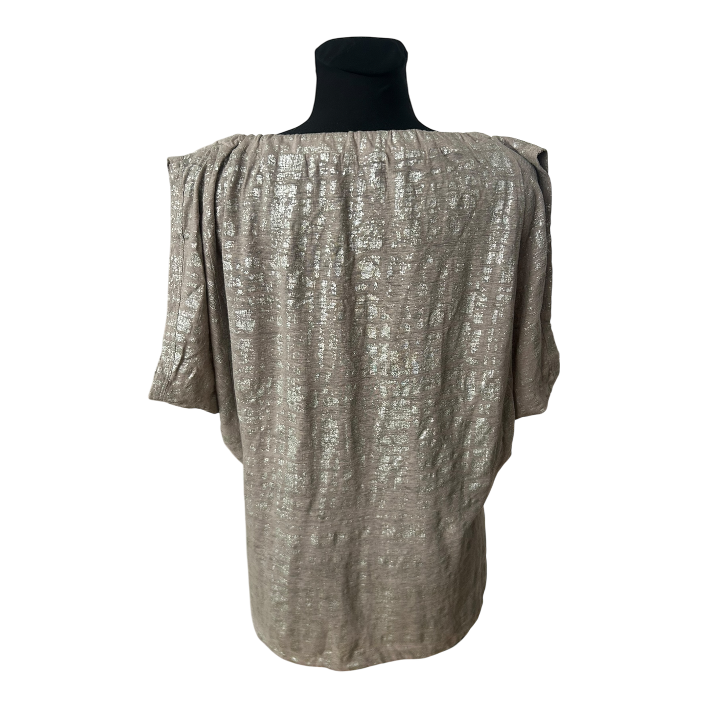 Weekend Max Mara Damen Bluse Gr S Taupe Silber Leinen Fledermausärmel