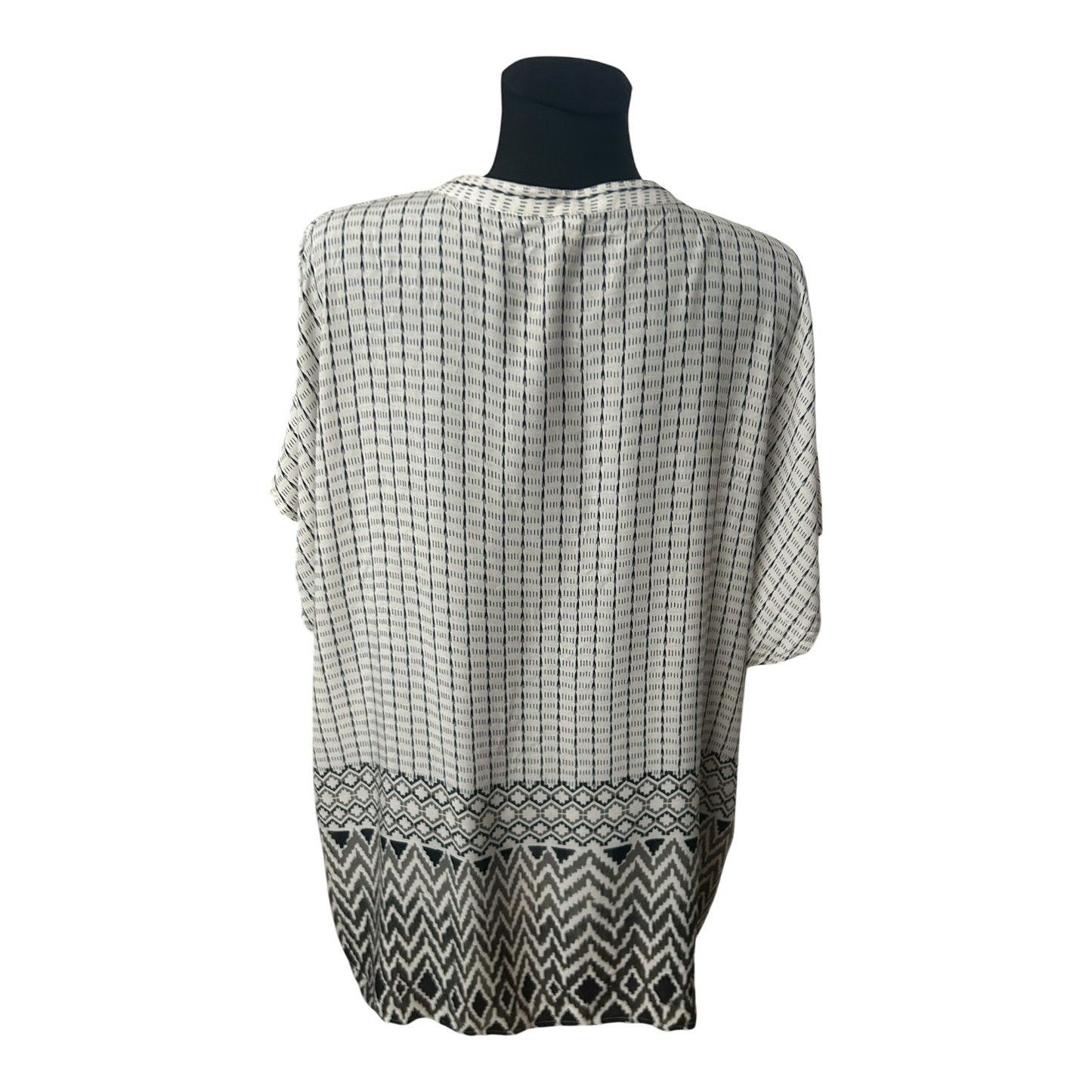 soyaconcept Damen Tunika Bluse XXL Schwarz Weiß Muster Kurzarm Sommer Lässig