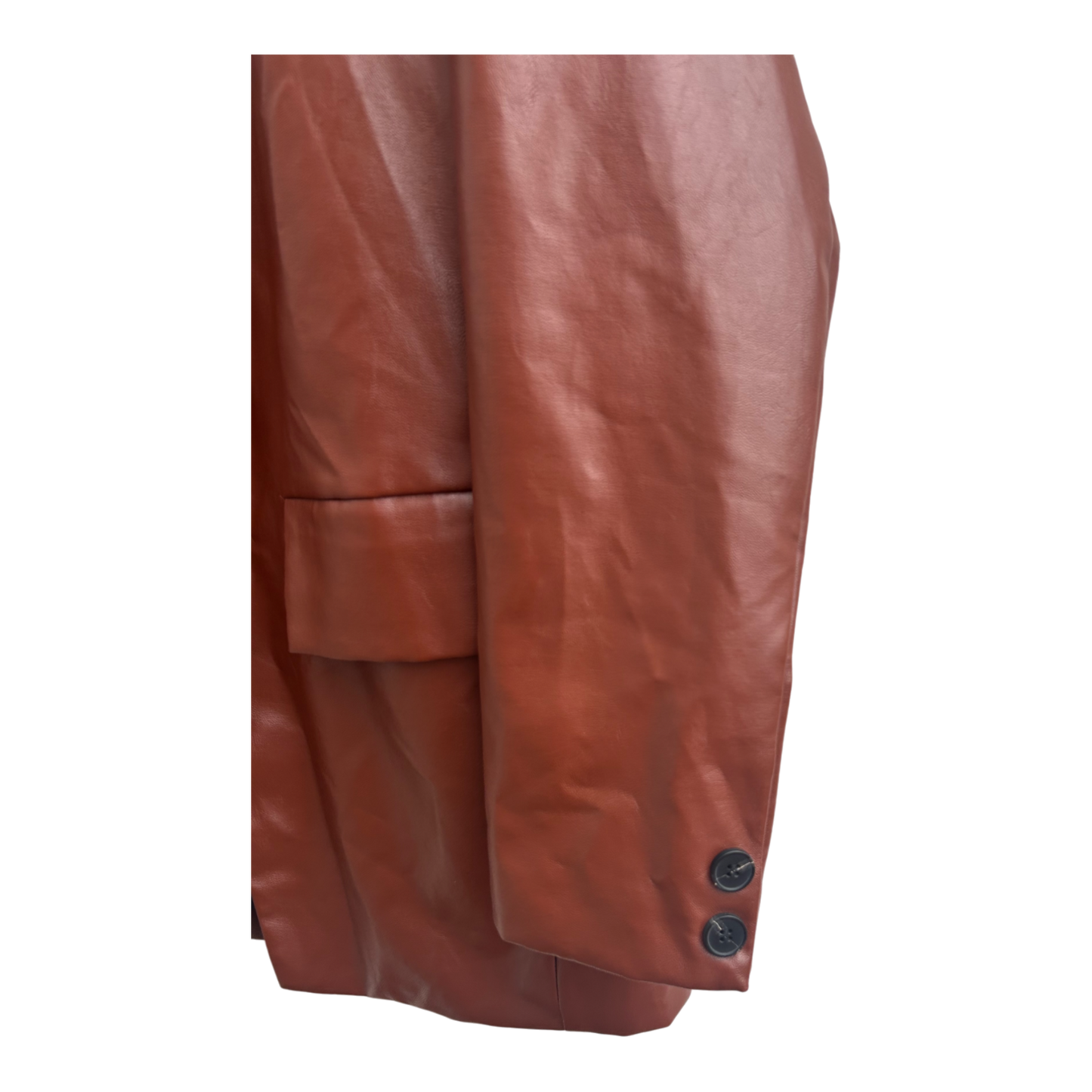 Princess Polly Blazer XS Damen Bordeauxbraun Kunstlederjacke Elegant Trendy Herbst