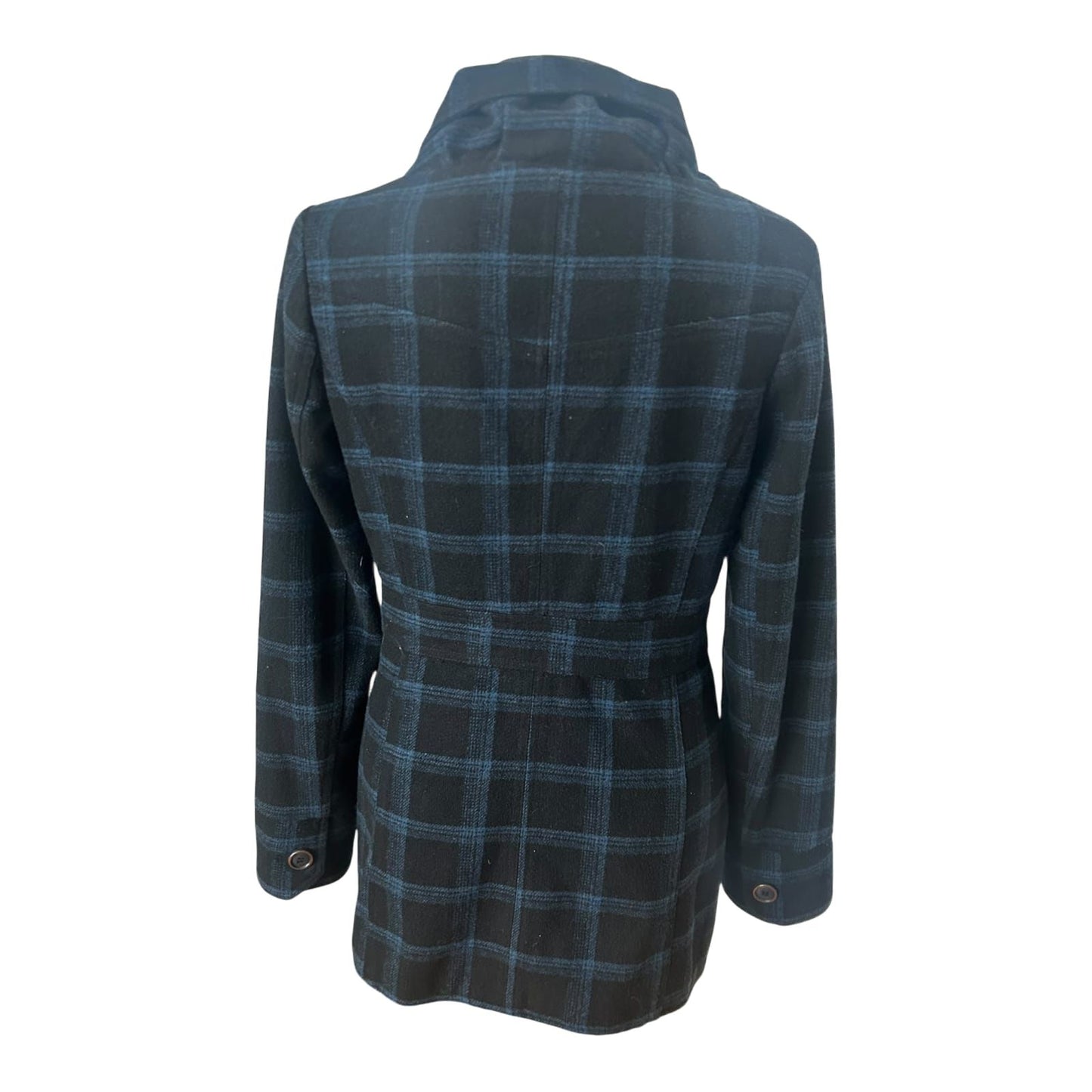 Fresh Made Mantel Damen Gr M Schwarz Blau Kariert Elegant Wollmix