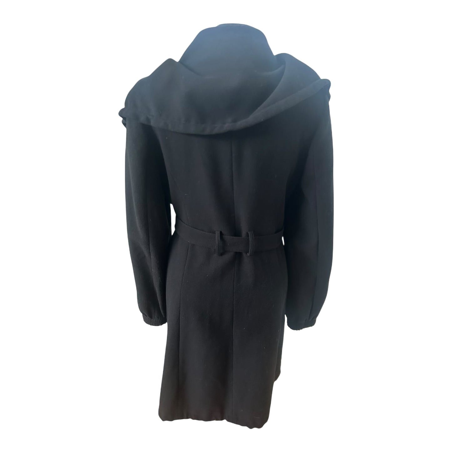 Jakes Mantel Damen Gr 40 Schwarz Elegant Lang Großer Kragen Bindeband