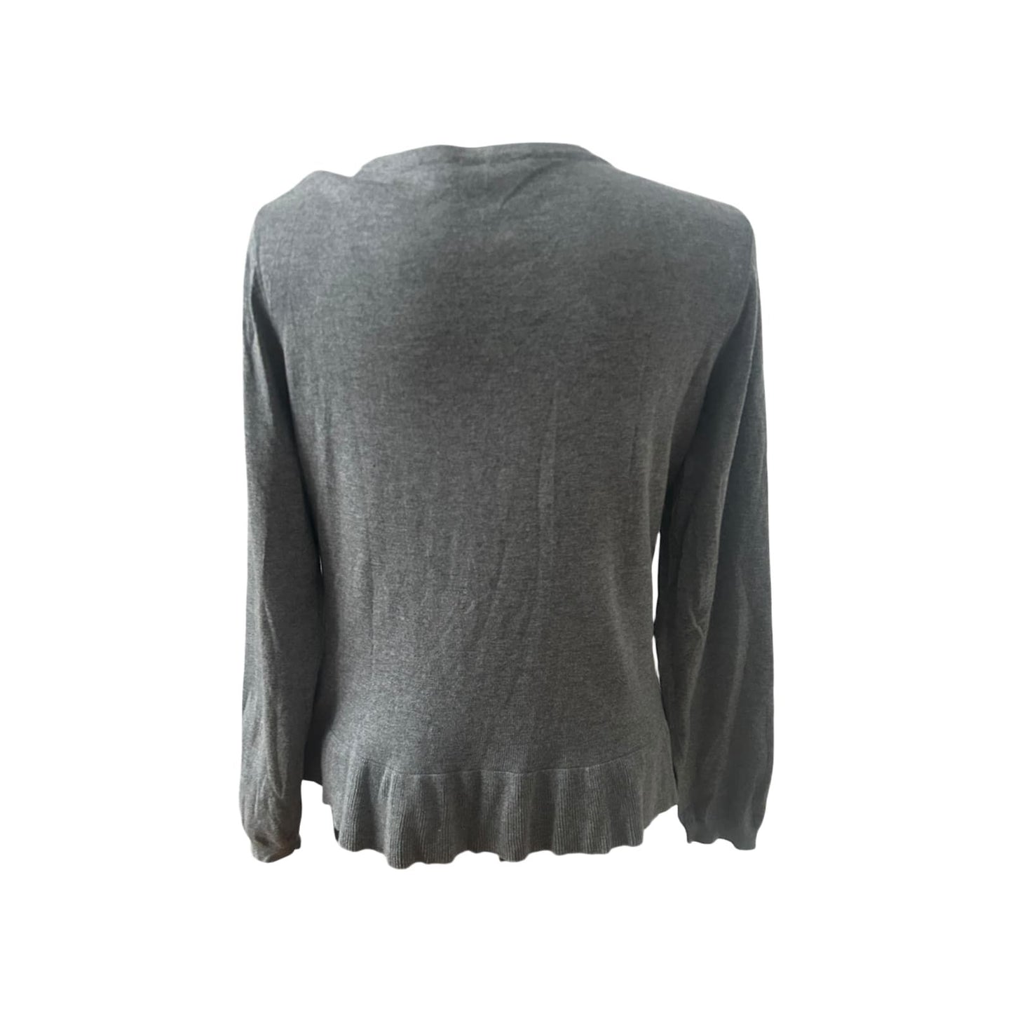 Mint & Berry Damen Strickjacke XL Grau Feinstrick Rundhals Knopfleiste