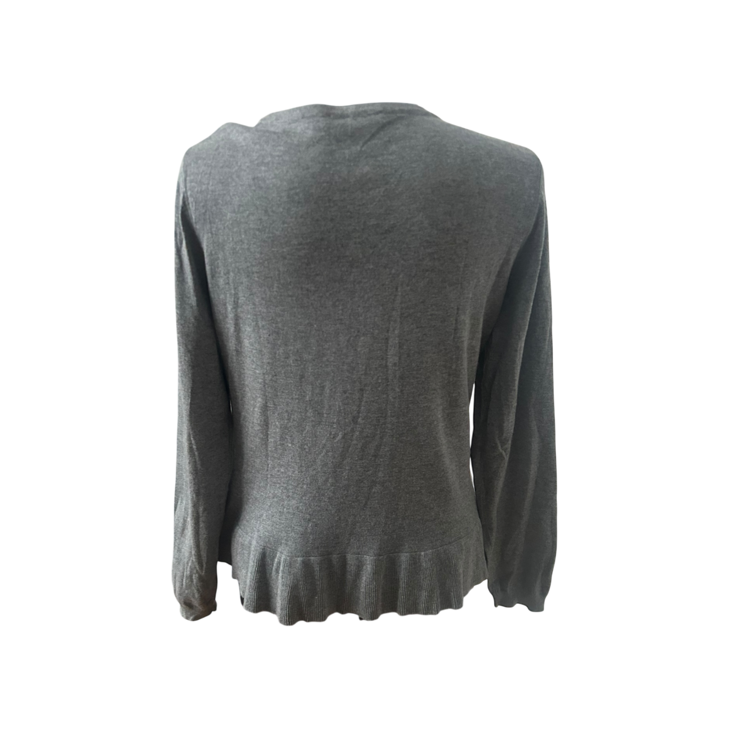 Mint & Berry Damen Strickjacke XL Grau Feinstrick Rundhals Knopfleiste