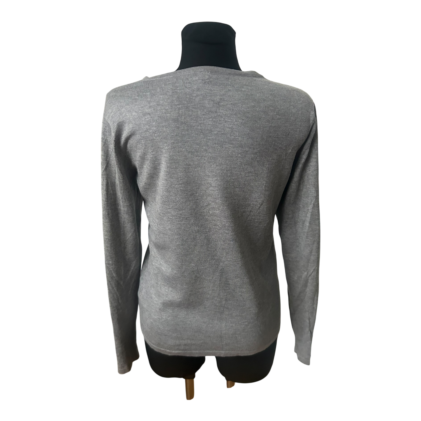 Soyaconcept Damen Strickjacke Gr M Grau Feinstrick Rundhals Knopfleiste