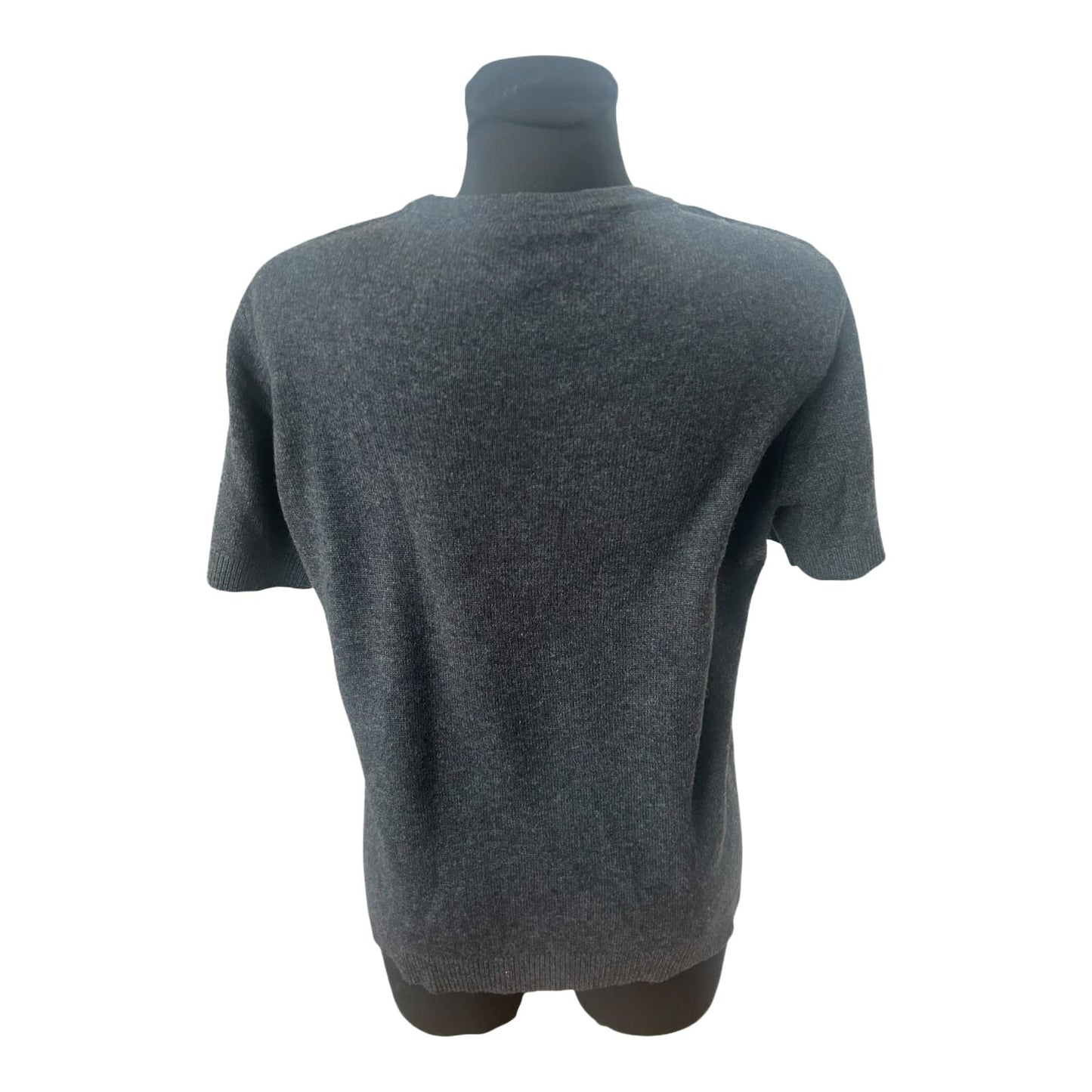 Fabiani Damen Strickpullover Gr 42 Grau Wolle Kaschmir Kurzarm Klassisch