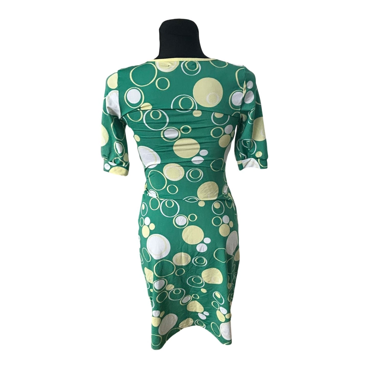 Vero Moda Damenkleid Größe XS Grün Wickeloptik Kurzarm Stretch Midi