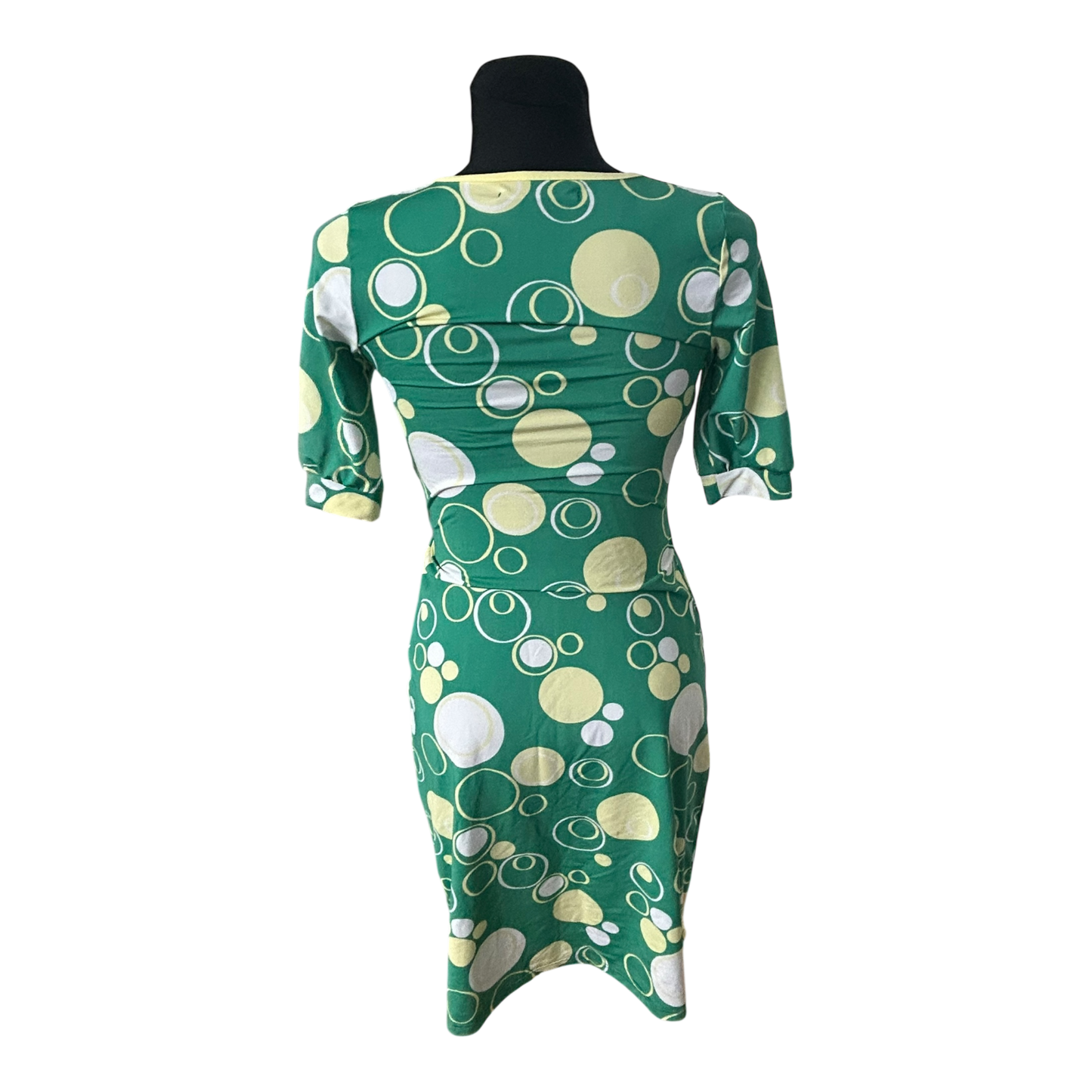 Vero Moda Damenkleid Größe XS Grün Wickeloptik Kurzarm Stretch Midi