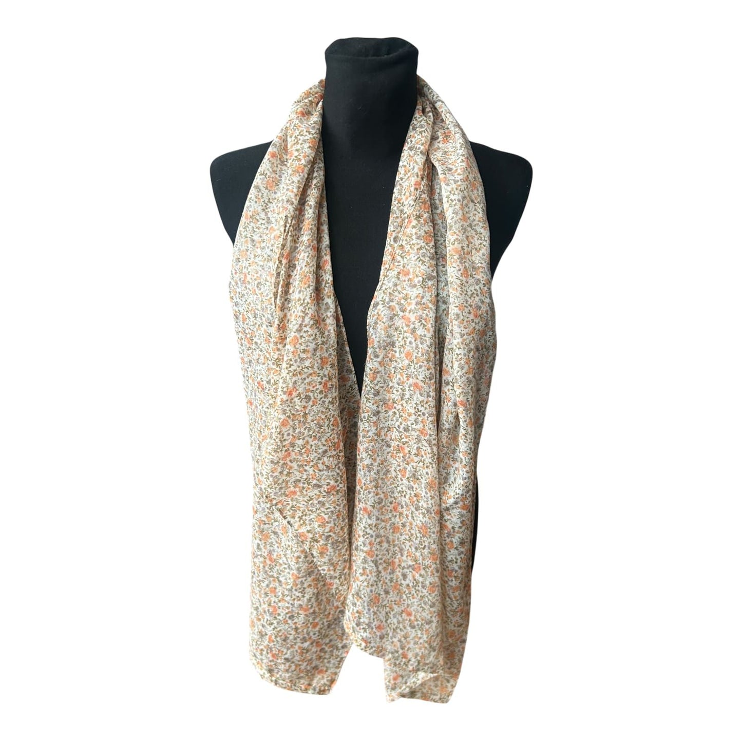 Damen Schal Blumenmuster hellbeige weich leicht Frühling Sommer