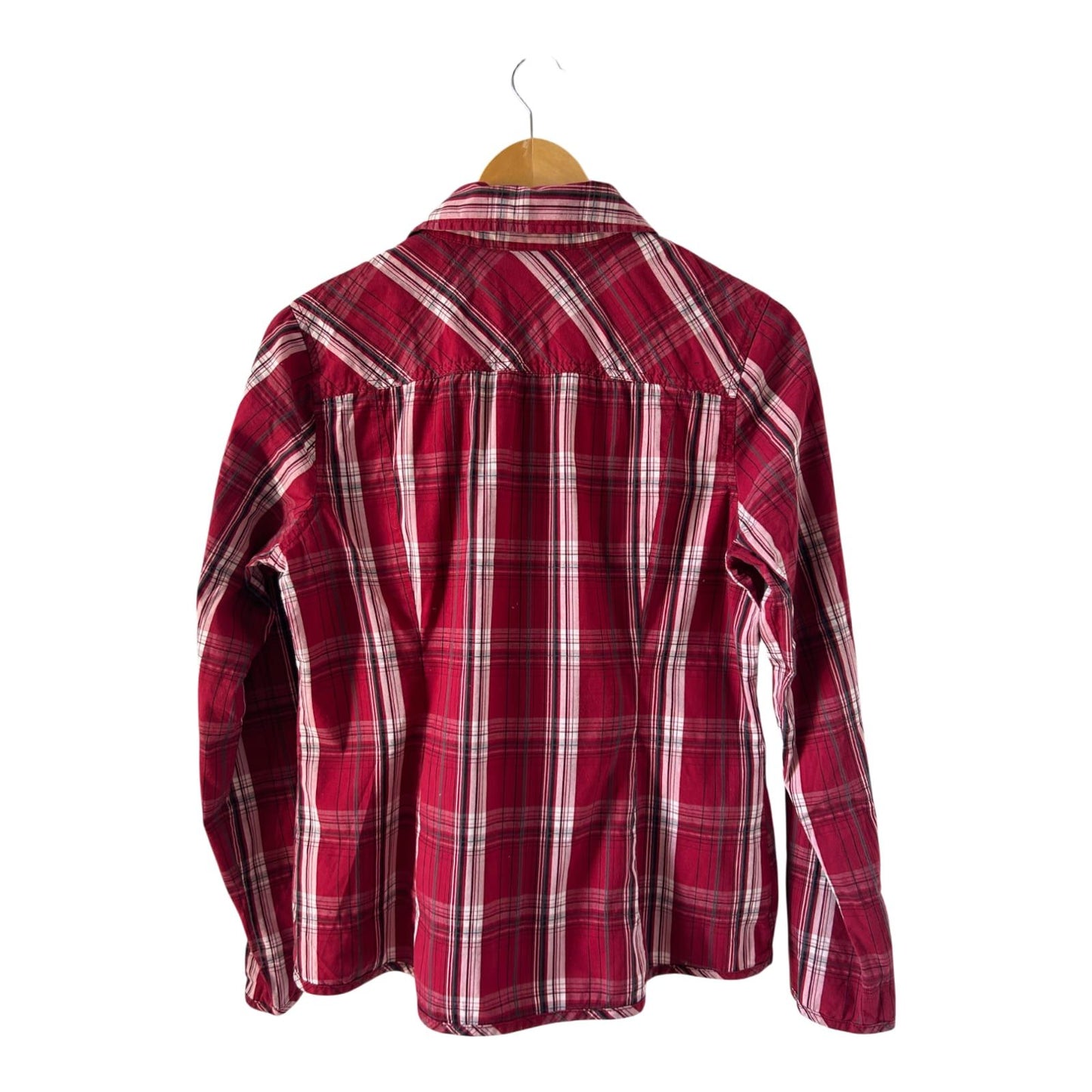Street One Bluse Damen Gr 40 Rot Kariert Langarm Casual Hemdbluse Baumwolle Nylon