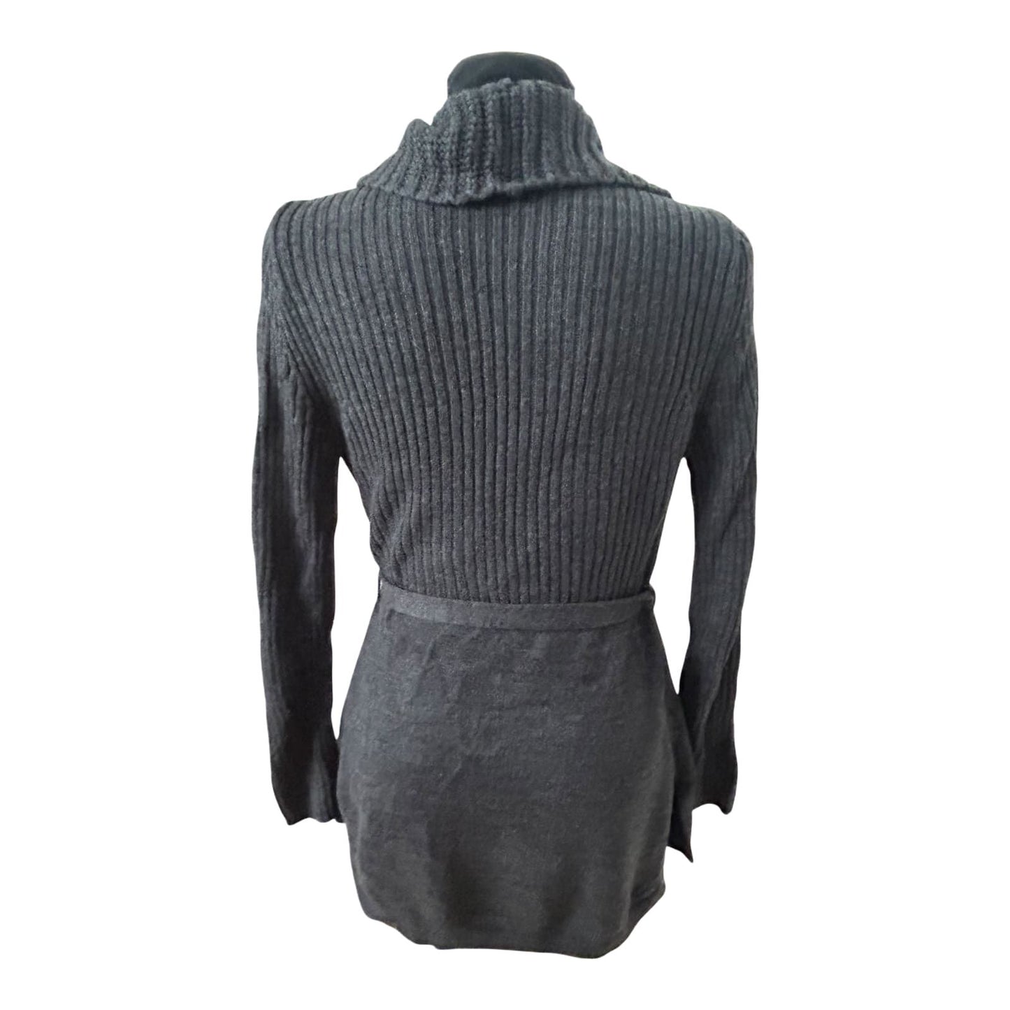 Atmosphere Strickjacke 36 Dunkelgrau Bindegürtel Langarm Taschen