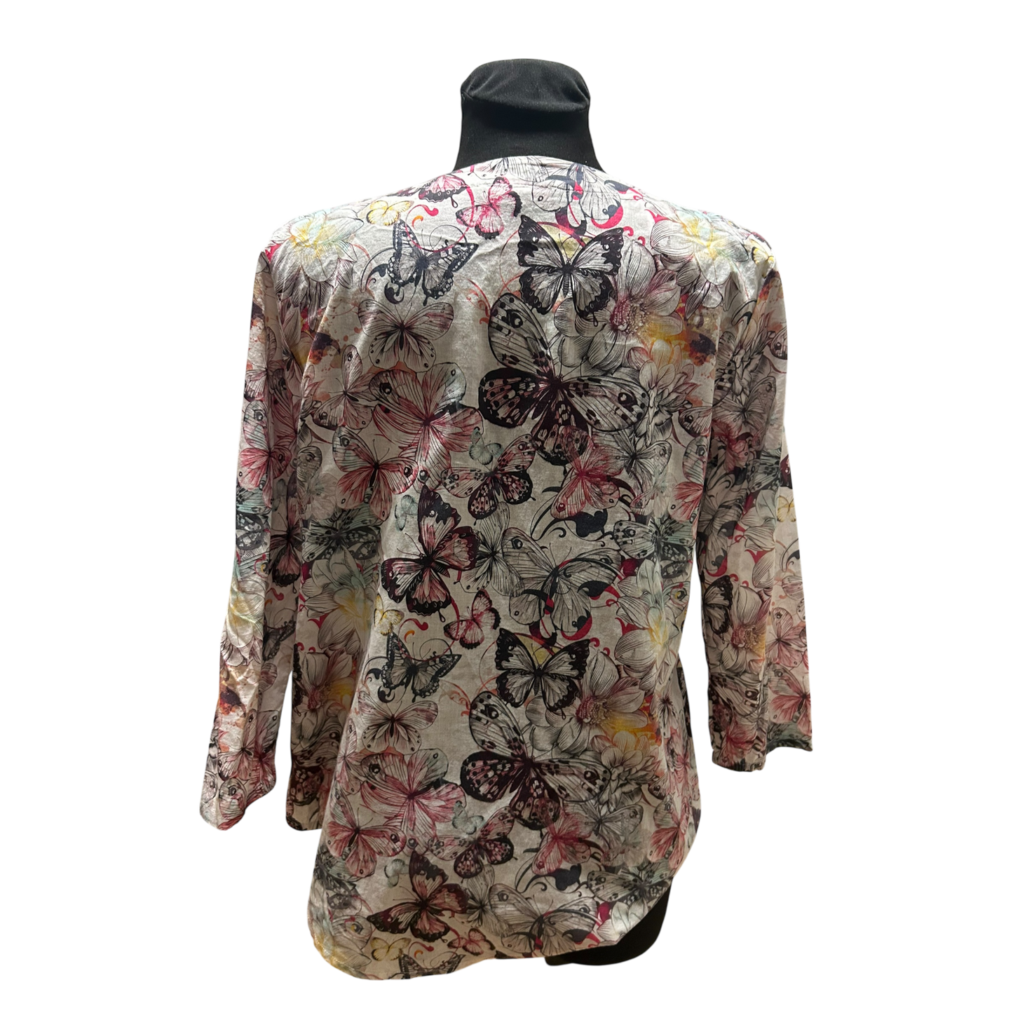 Bonita Damen Bluse Beige Rosa Gr 36 Schmetterlinge Baumwolle Sommer Elegant