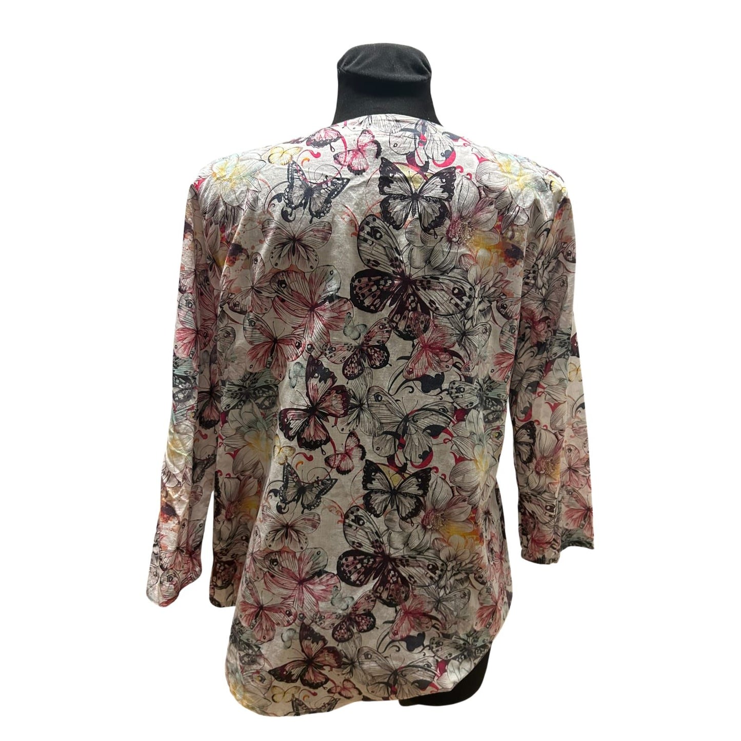 Bonita Damen Bluse Beige Rosa Gr 36 Schmetterlinge Baumwolle Sommer Elegant