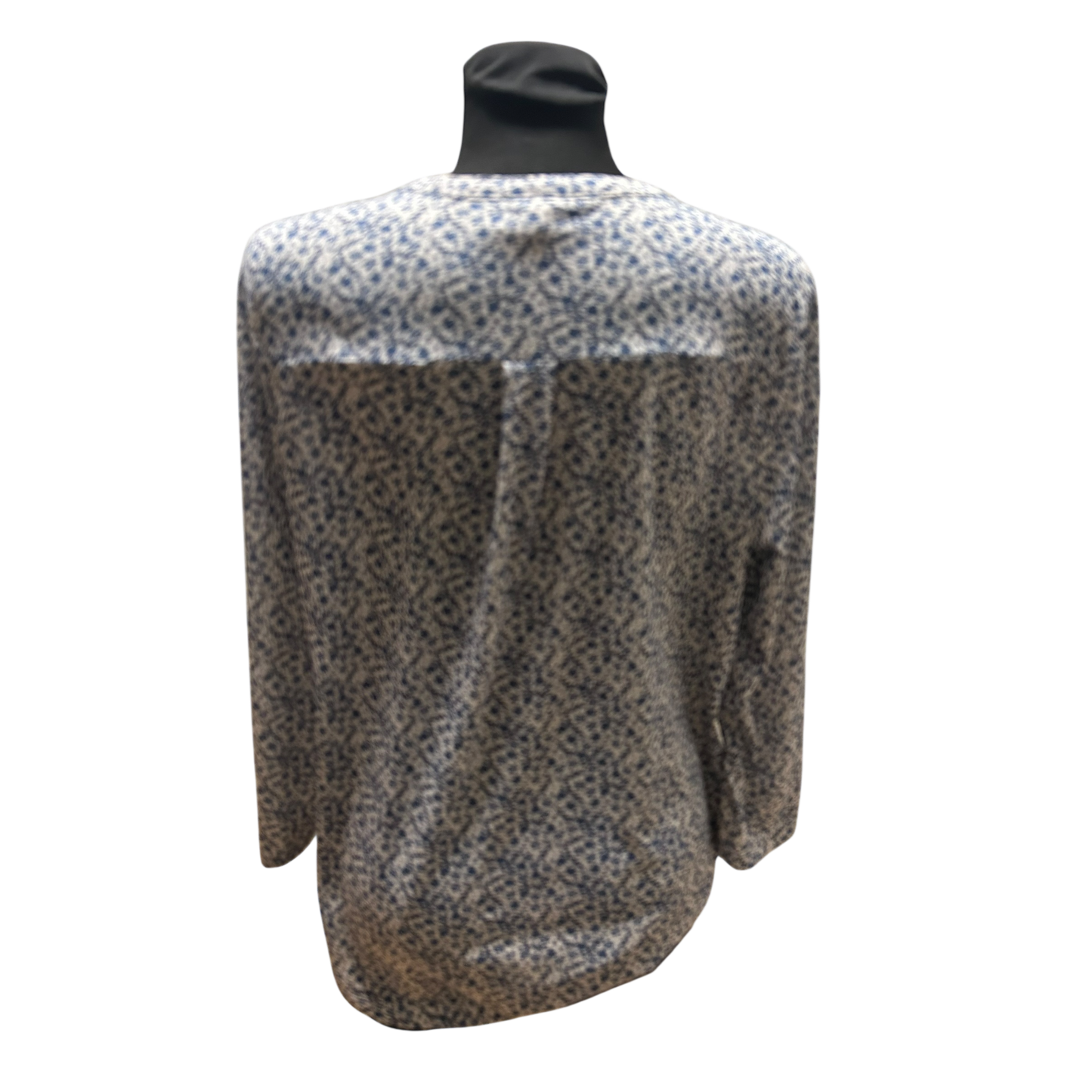 H&M Bluse Damen Gr L Blau Weiß V Ausschnitt 3/4 Arm Leicht Transparent