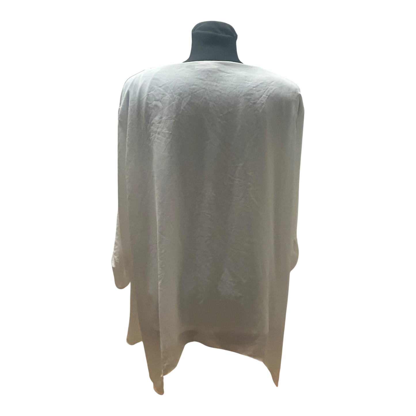 C&A Bluse Damen Gr 52 Weiß Dreiviertelarm Krempelärmel Gefüttert Weit