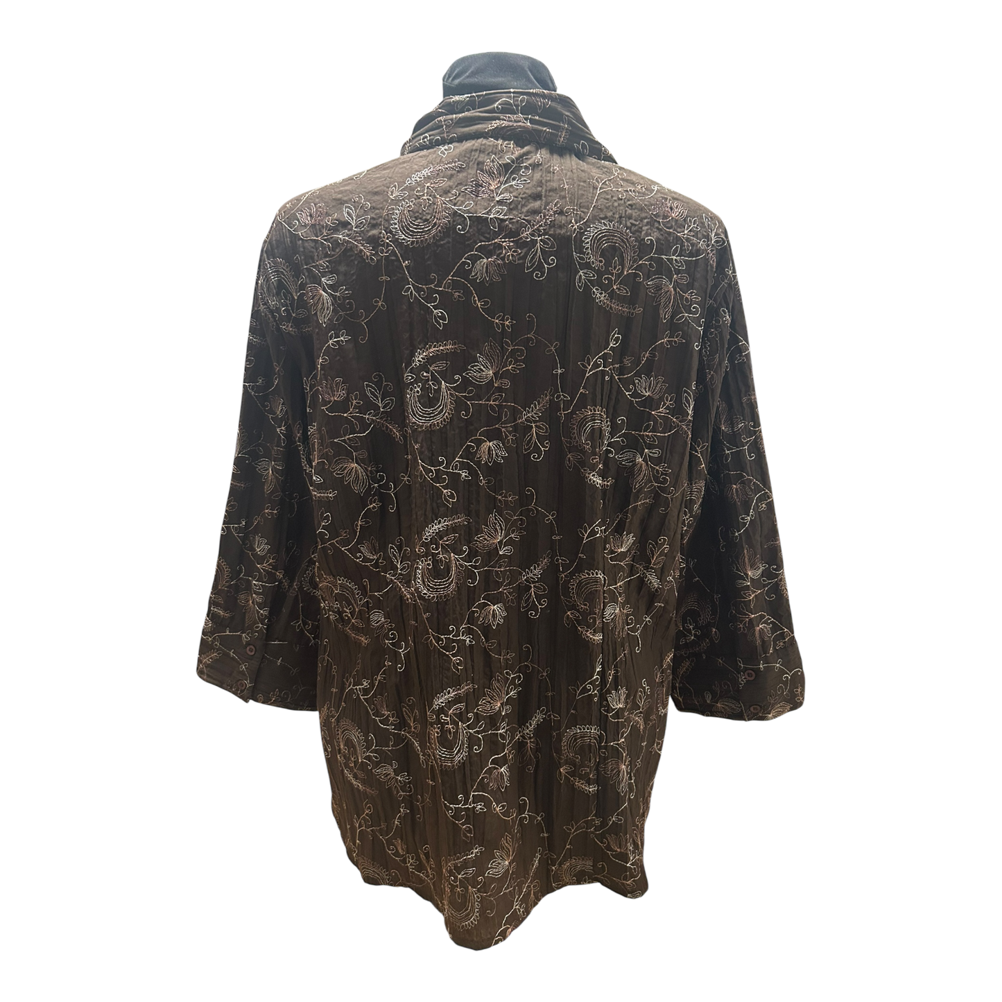 NKD Bluse Damen Gr 48 Braun Dreiviertelarm Muster Klassisch Elegant