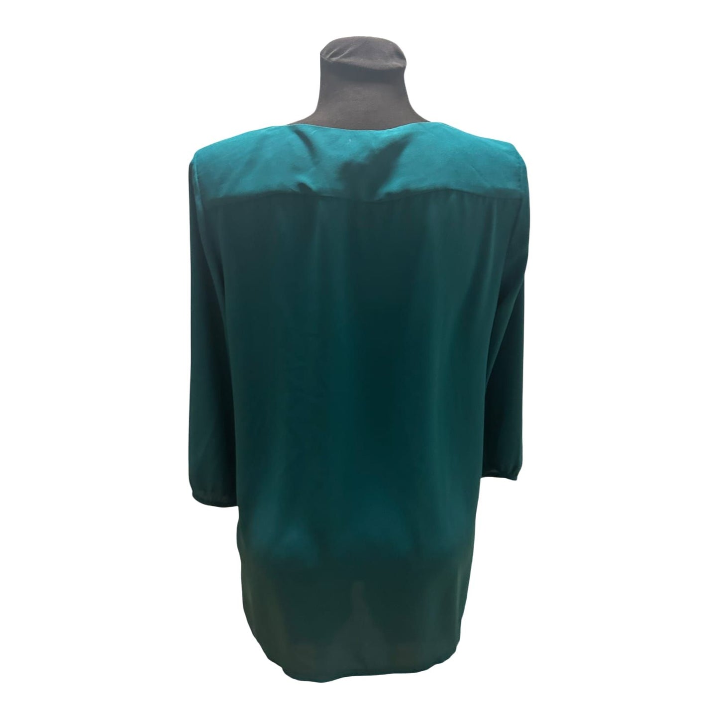 H&M Bluse Damen Gr 38 Grün V Ausschnitt Dreiviertelarm Elegant