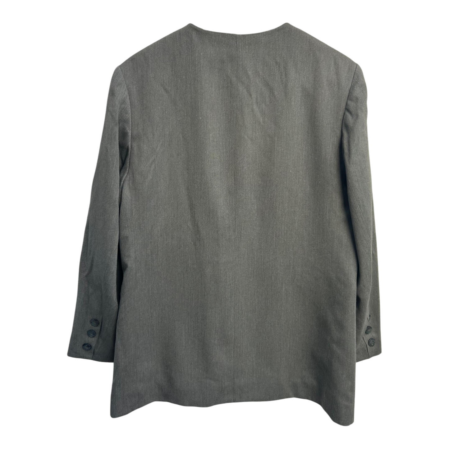 Vintage Blazer Damen Gr 44 Grün Grau Elegant Viskose Poly Perlmuttknöpfe