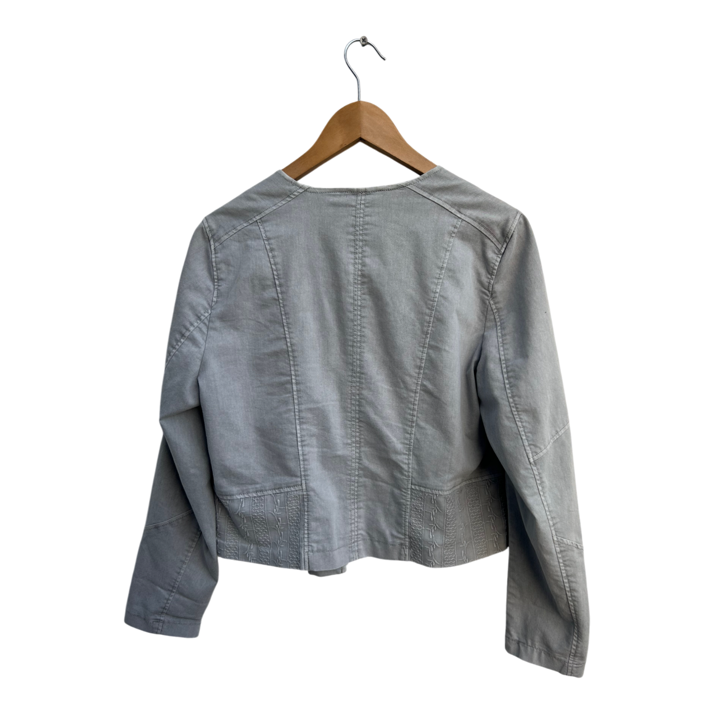 Gina Laura Damen Jacke Gr M Grau Baumwolle Polyester Elasthan Reißverschluss Chic