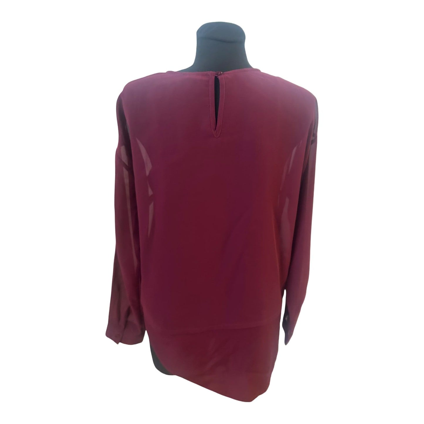 Best Connections Bluse Damen Gr 40 Bordeaux Transparent Elegant Kurzarm