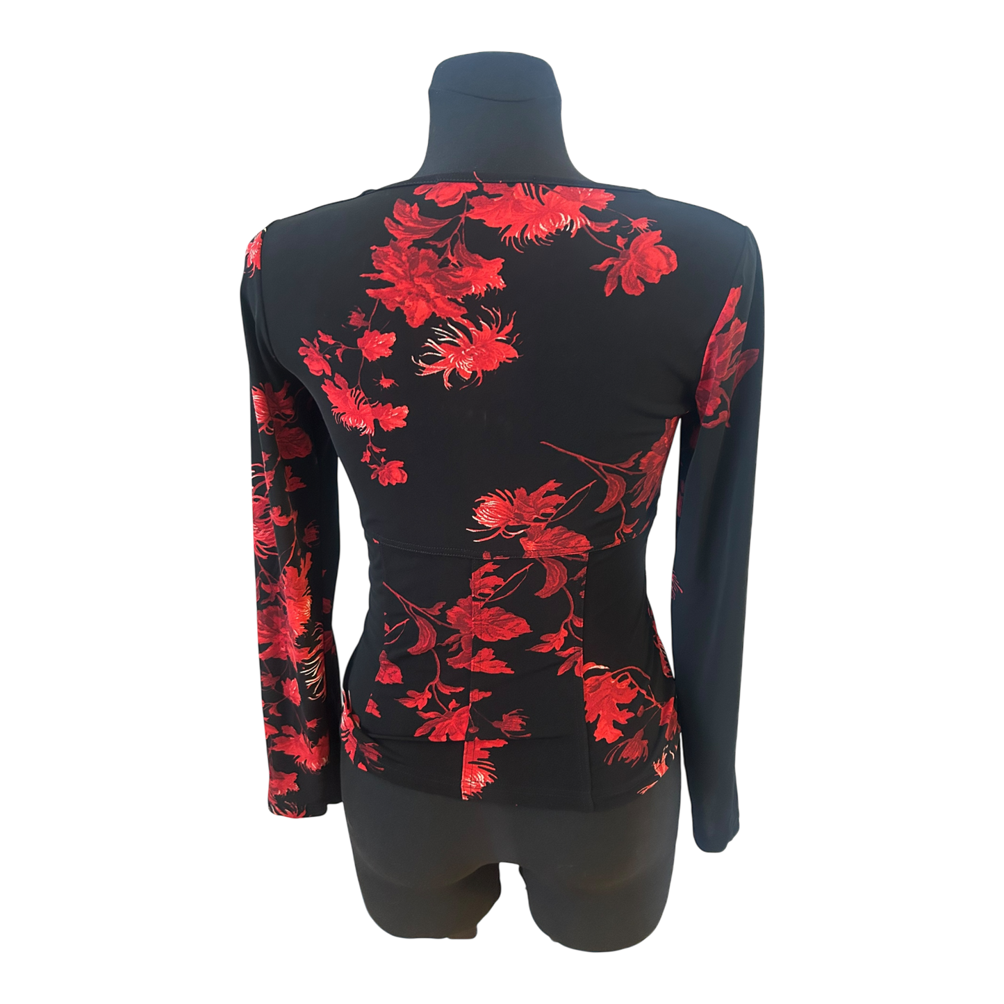 Hallhuber Trend Bluse Damen Gr S Schwarz Rot Blumen Schnürung Elegant