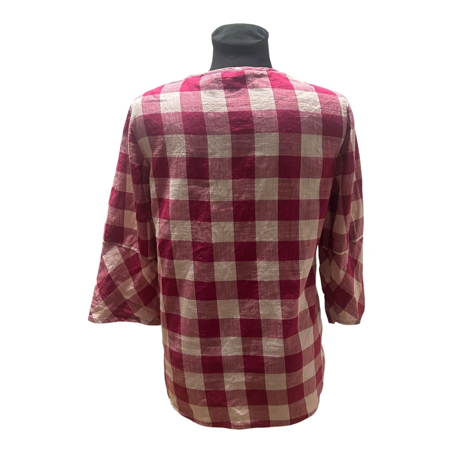 Cecil Bluse Damen Gr S Pink Weiss Kariert Baumwolle Dreiviertelarm