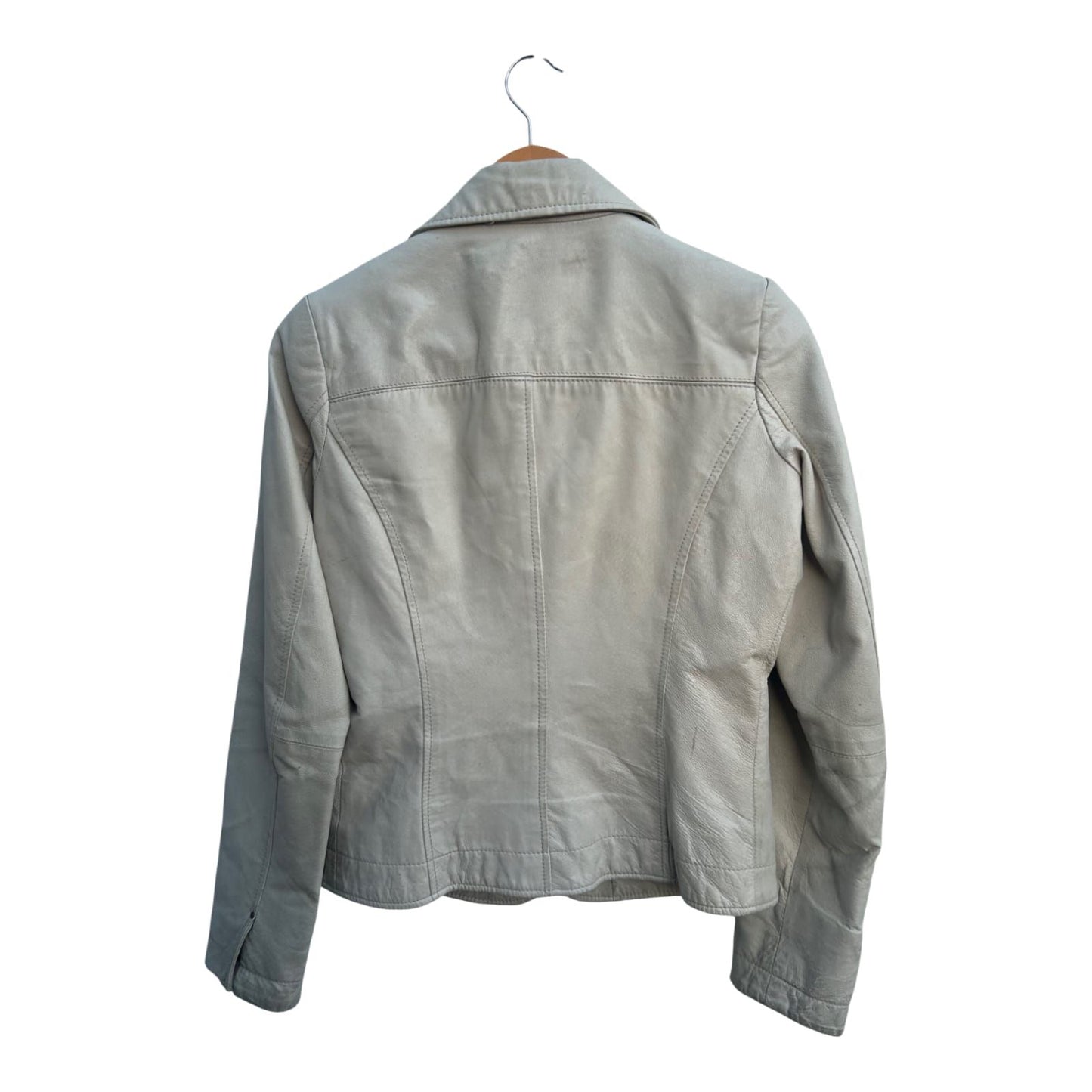 Damen Lederjacke Gr 36 Beige Echtleder Blazerstil Kurzjacke Vintage klassisch