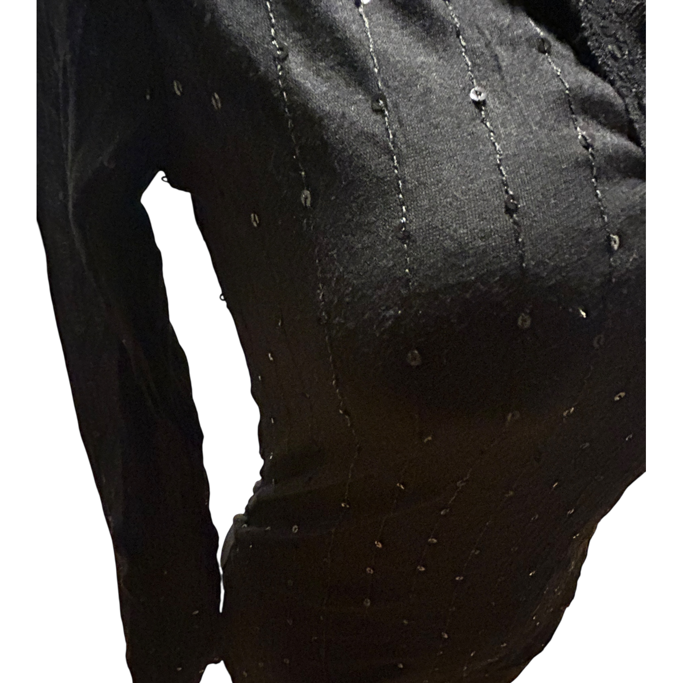 Jennifer Taylor Bluse Damen Gr L Schwarz Pailletten Stretch Elegant Chic NEU