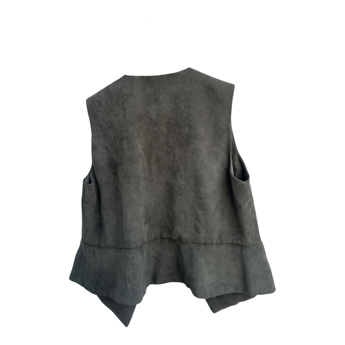 Gina Laura Weste Damen Gr M Grau Veloursoptik Elegant Wasserfallkragen Freizeit