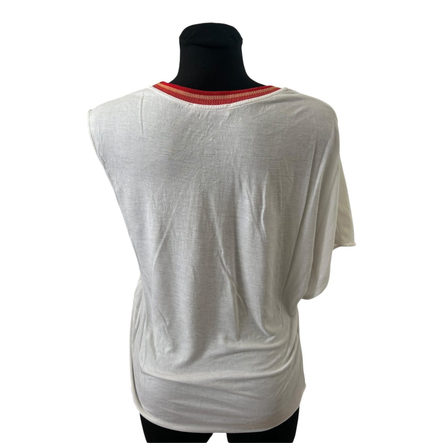 Zara Collection Damen Shirt asymmetrisch Print Weiß Größe M Modern Chic