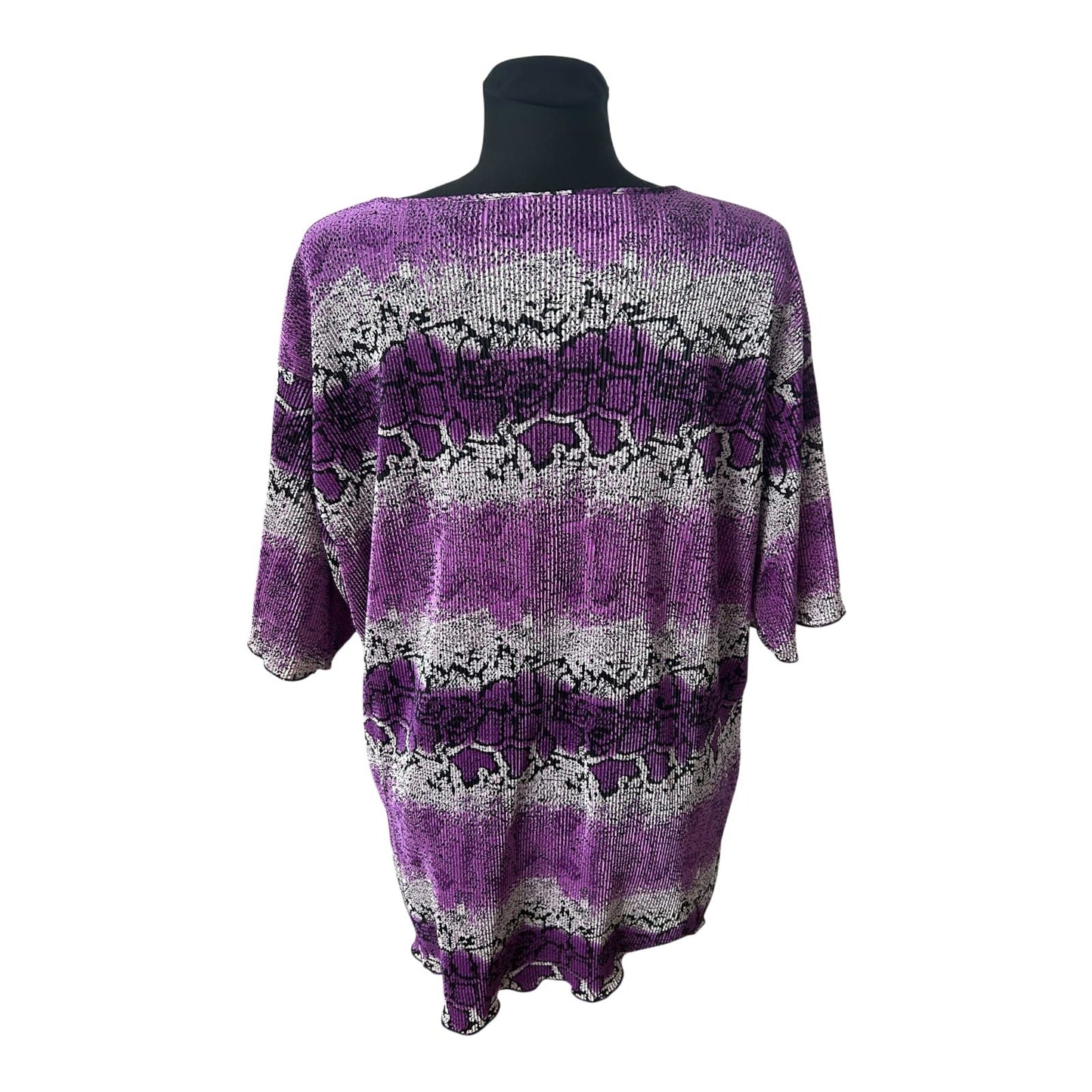 3XL Damen Shirt Lila Animal Print Stretch Kurzarm Übergröße Sommer
